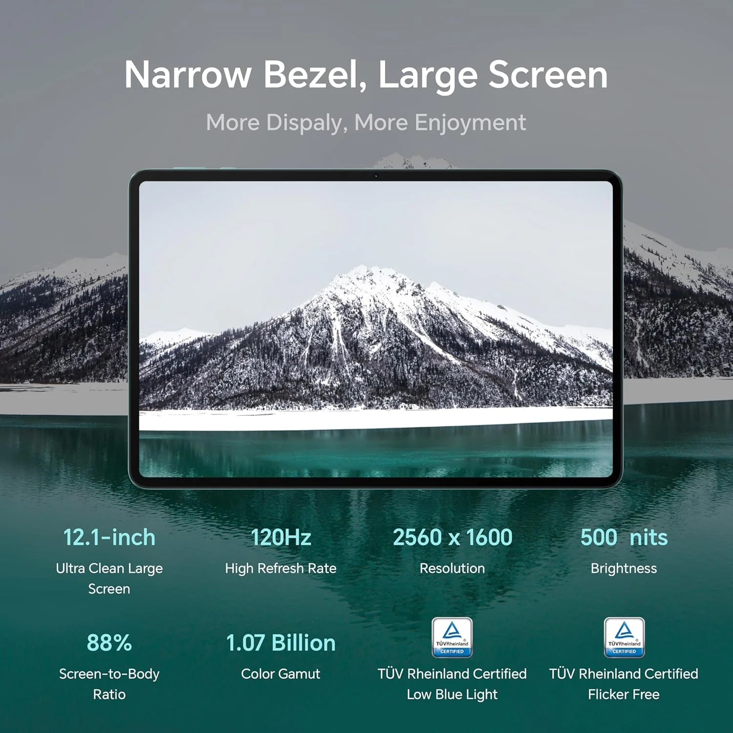 HONOR Pad 9 with Free Bluetooth Keyboard, 12.1-Inch 2.5K Display, 16GB, 256GB Storage, Snapdragon 6 Gen 1 (4nm), 8 Speakers, Up-to 17 Hours, Android 13, WiFi Tablet, Metal Body, Gray - Image 6