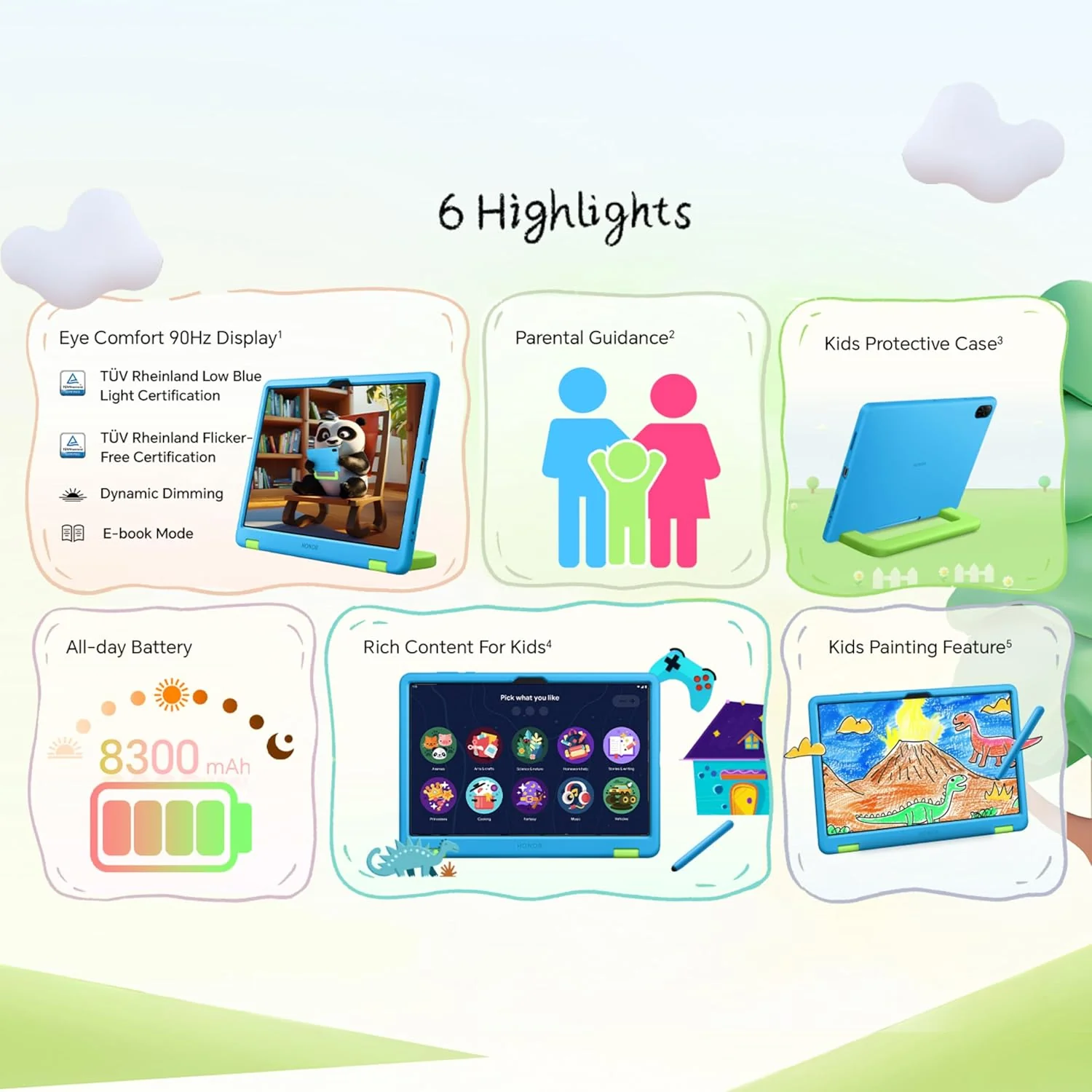 HONOR Pad X8a Kids Edition [Smartchoice] Wi-fi Tablet, 4GB RAM 128 GB ROM, 27.94cm(11") FHD Eye Comfort Display, 90Hz Refresh Rate, Parental Control, Kids Protective Case, Android 14, 4 Speakers, Grey - Image 6