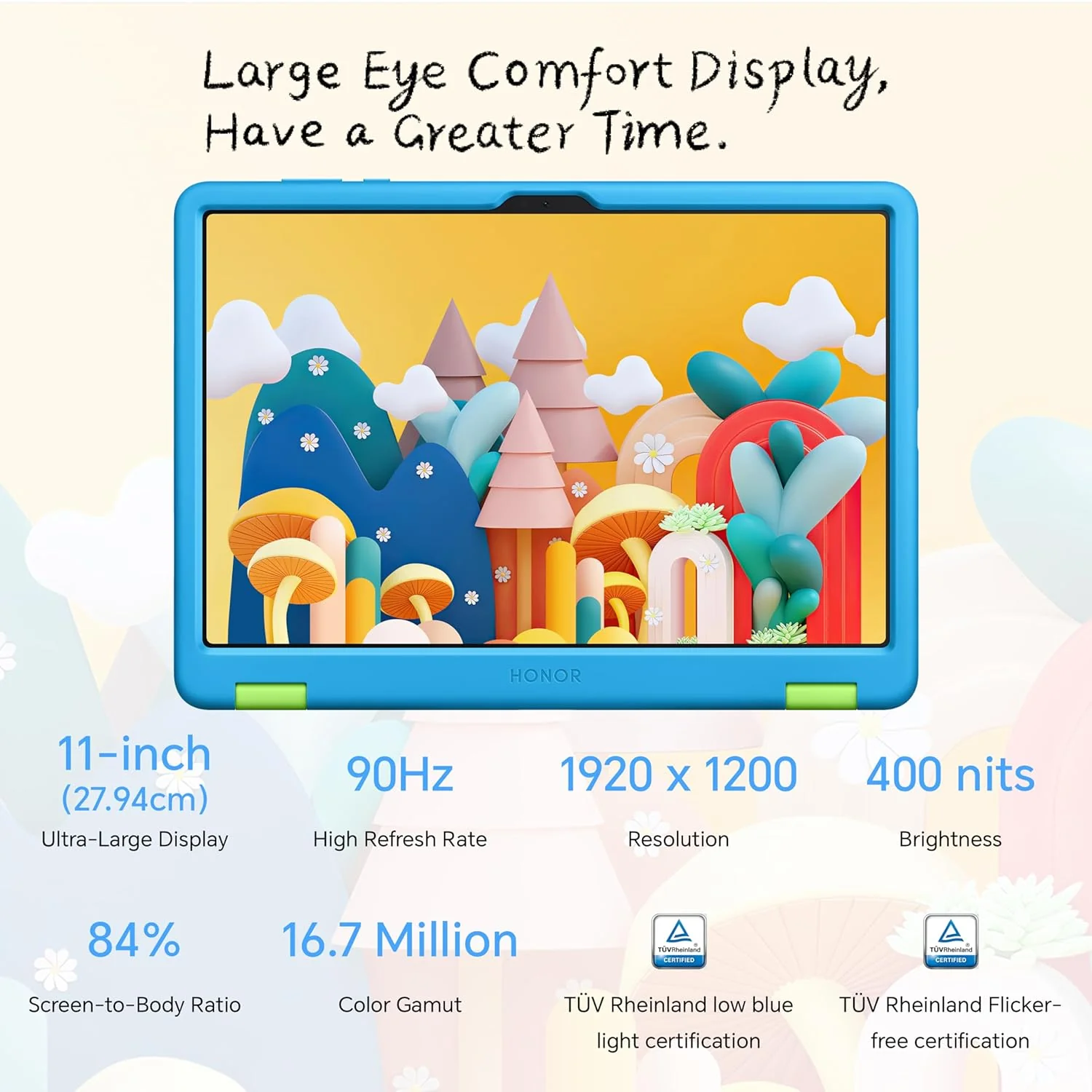 HONOR Pad X8a Kids Edition [Smartchoice] Wi-fi Tablet, 4GB RAM 128 GB ROM, 27.94cm(11") FHD Eye Comfort Display, 90Hz Refresh Rate, Parental Control, Kids Protective Case, Android 14, 4 Speakers, Grey - Image 7