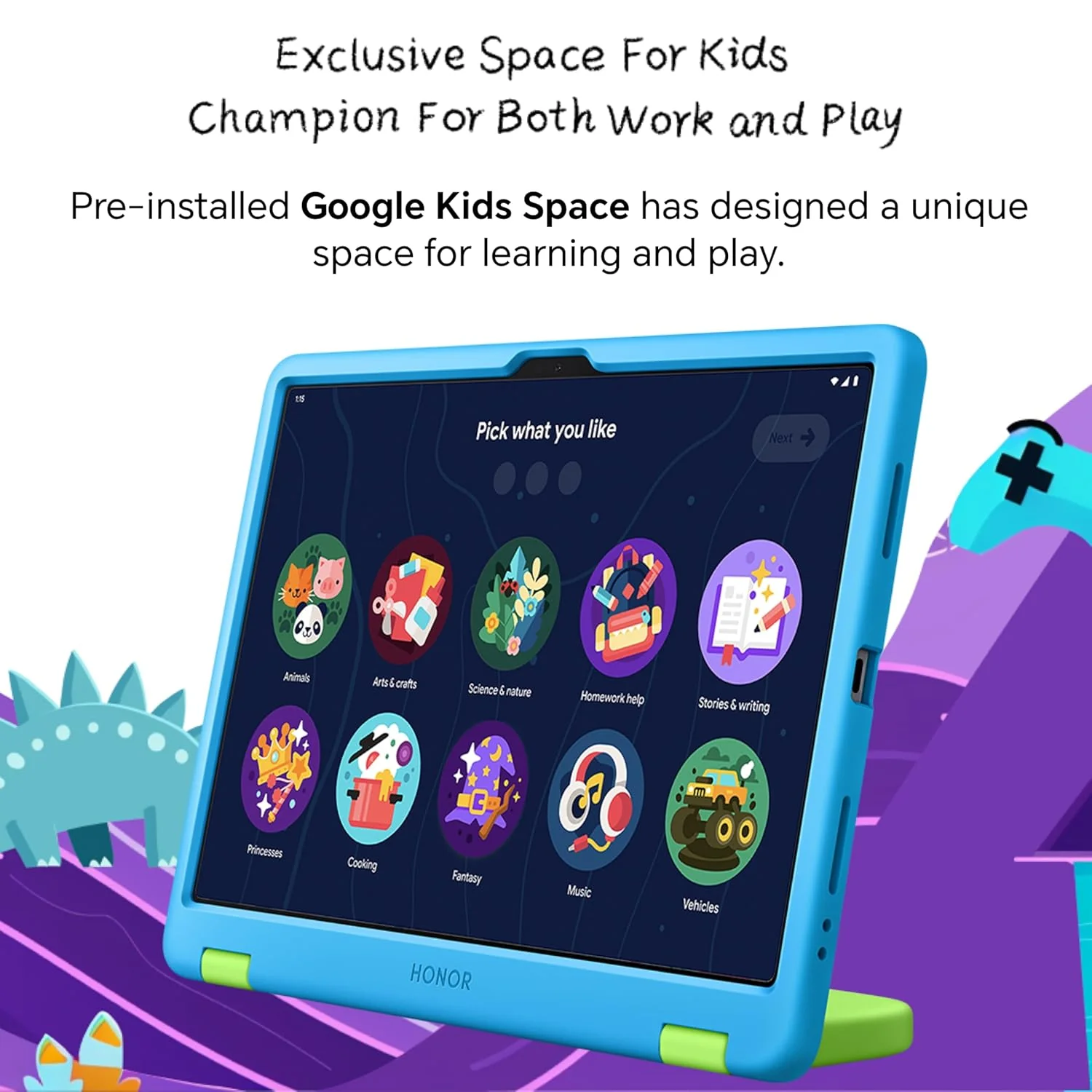 HONOR Pad X8a Kids Edition [Smartchoice] Wi-fi Tablet, 4GB RAM 128 GB ROM, 27.94cm(11") FHD Eye Comfort Display, 90Hz Refresh Rate, Parental Control, Kids Protective Case, Android 14, 4 Speakers, Grey - Image 9