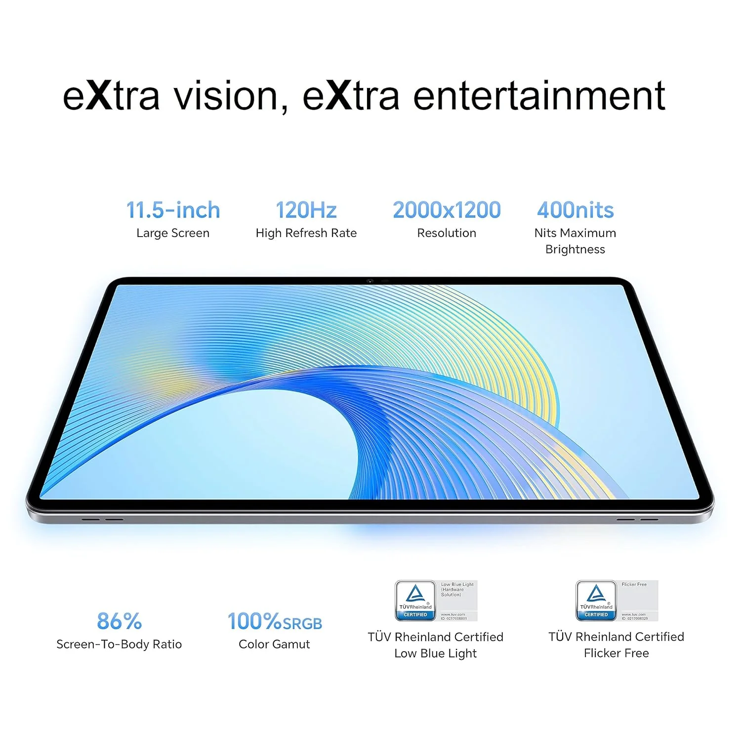 HONOR Pad X9 with Free Flip-Cover 11.5-inch (29.21 cm) 120Hz 2K Display, Snapdragon 685, 8GB (8GB+5GB RAM Turbo) 128GB ROM, 6 Speakers, Up-to 13 Hours Battery, Android, WiFi, Metal Body, Gray - Image 2