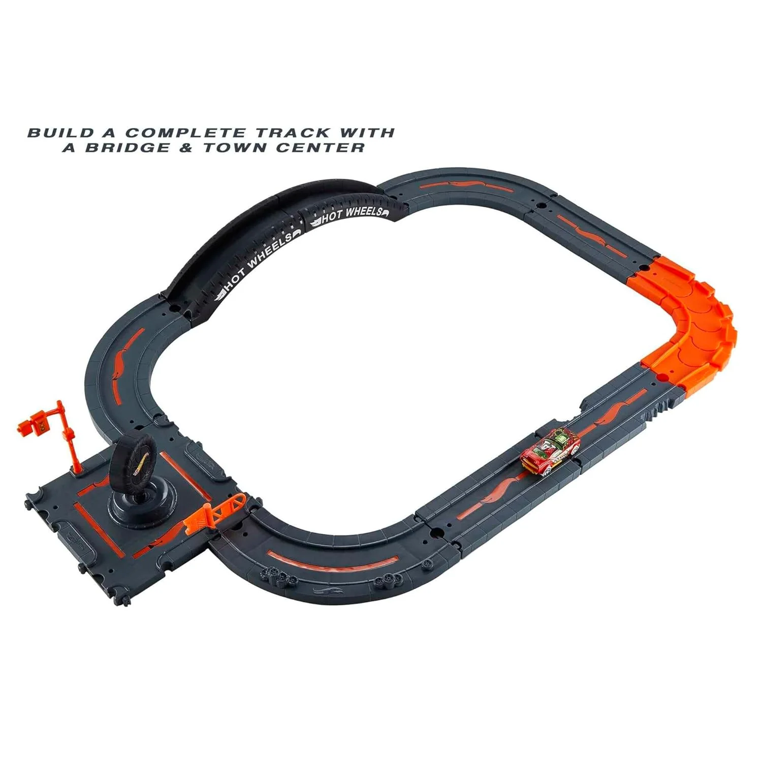 Hot Wheels City Track Pack, 10 Piece Set Includes Track Base & Various Track Pieces to Build a Cityscape, with 1 Hot Wheels® Car, Connects to Other Sets, Gift for Kids 4 Years & Up - Image 2