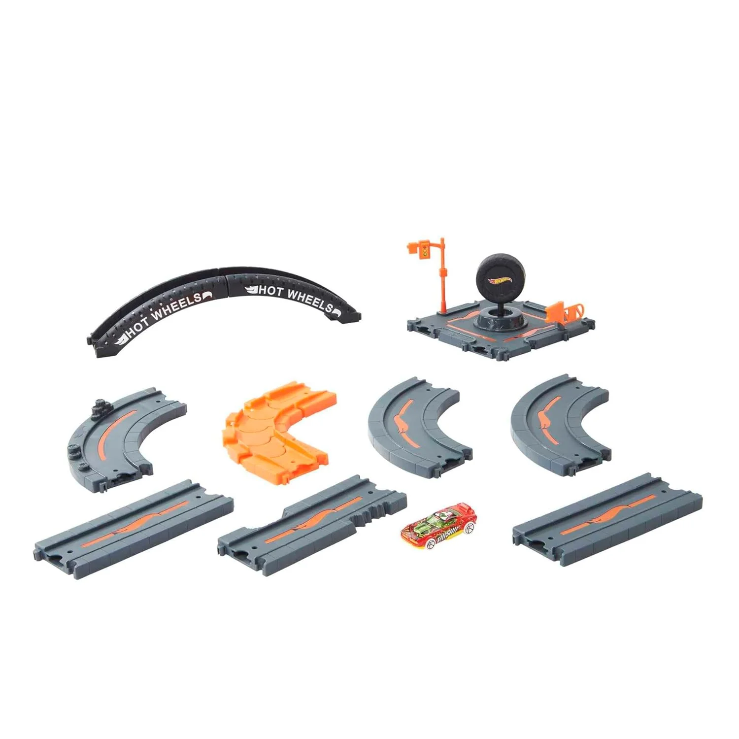 Hot Wheels City Track Pack, 10 Piece Set Includes Track Base & Various Track Pieces to Build a Cityscape, with 1 Hot Wheels® Car, Connects to Other Sets, Gift for Kids 4 Years & Up - Image 7