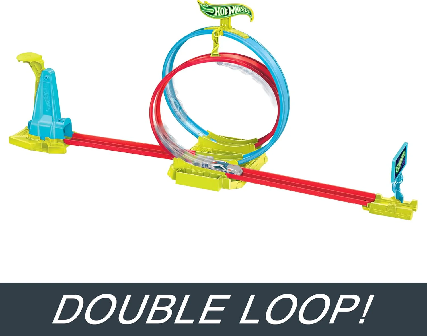Hot Wheels® Neon Speeders™ Track Set, Laser Stunt Slamway with 1 Hot Wheels® Car, Tri-Colored Track, Connects to Other Sets, Easy Storage - Image 2