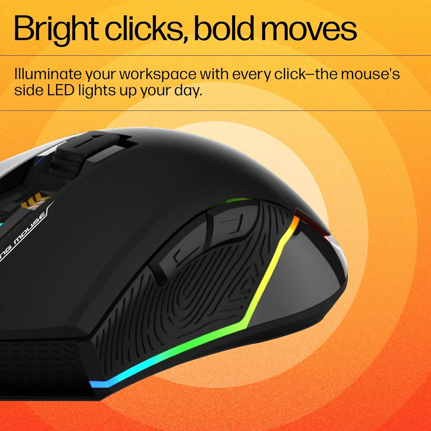 HP G360 RGB Backlighting USB Wired Gaming Mouse with 6 Programmable Buttons, Customizable 6200 DPI, Ergonomic Design, Non-Slip 3D Roller/ 3 Years Warranty (4QM92AA) - Image 7