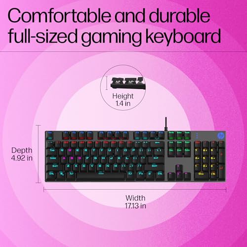 HP GK400F Mechanical Gaming Keyboard,dust & Spill Resistant,RGB Backlit Keys,Metal Panel,Full-Sized Keyboard Design - Image 2