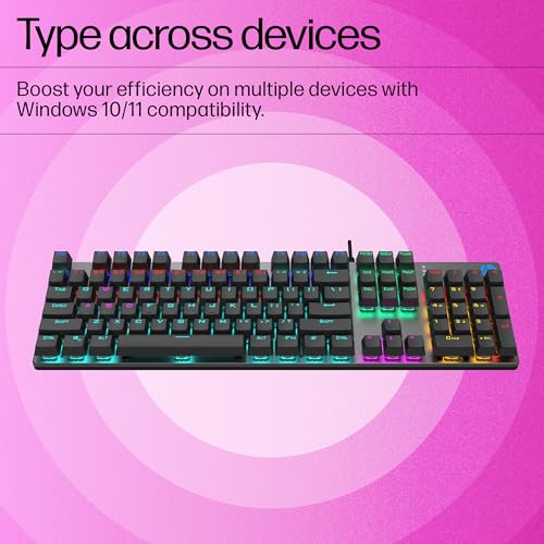 HP GK400F Mechanical Gaming Keyboard,dust & Spill Resistant,RGB Backlit Keys,Metal Panel,Full-Sized Keyboard Design - Image 7