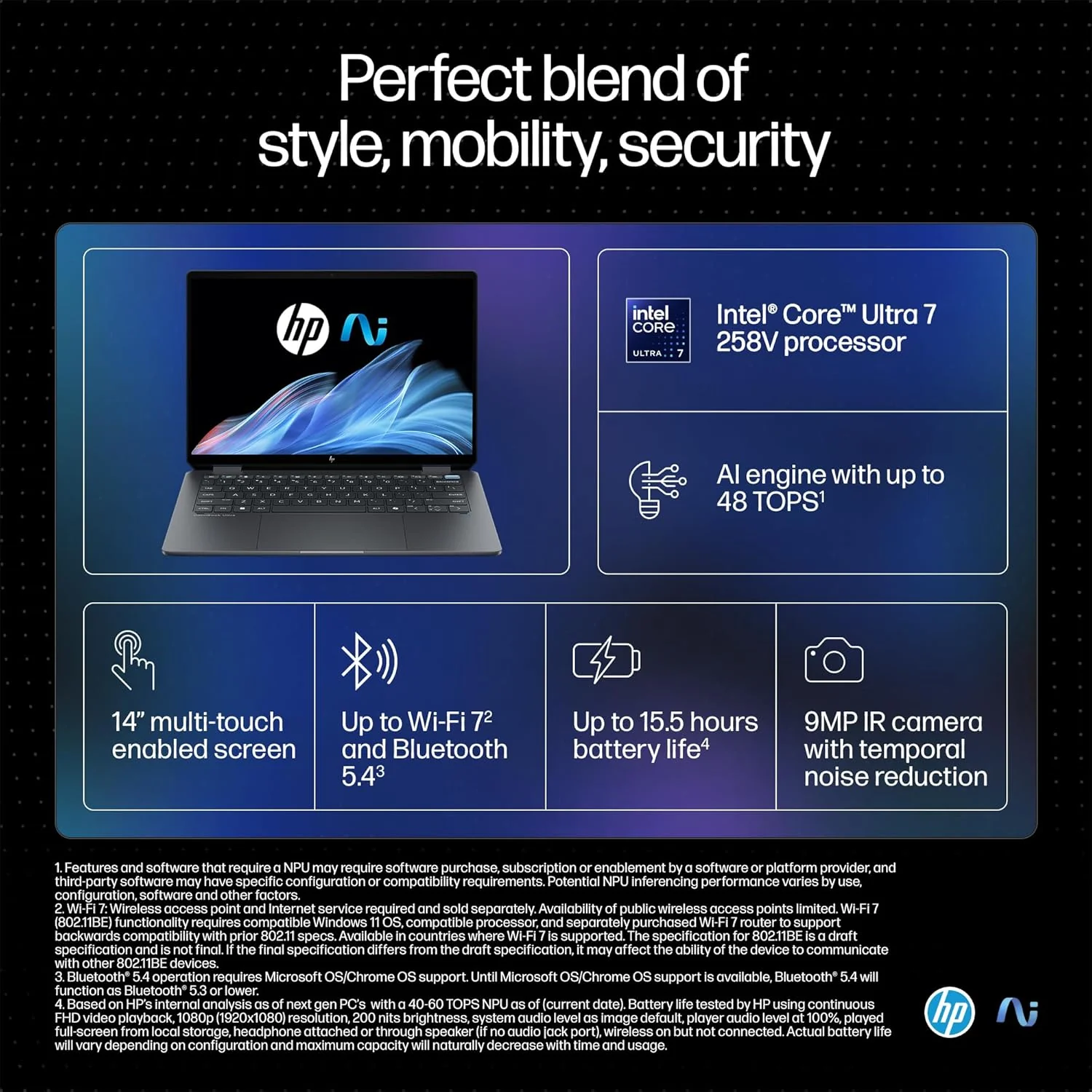 HP OmniBook Ultra Flip Next Gen AI PC Ultra 7 (32GB RAM/1TB SSD/2.8K OLED 16:10 90% STBR Touchscreen 500 nits/Windows 11/9MP Camera/Poly Studio/Backlit KB/MSO/14” (35.6cm)/Gray/1.34kg) fh0029TU Laptop (BRAND NEW/SEALED) - Image 5
