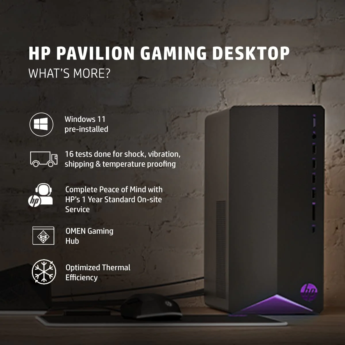 HP Pavilion Gaming Desktop PC 11th Gen (16GB RAM/Windows 11/MS Office/Shadow Black with Violet) - Image 2