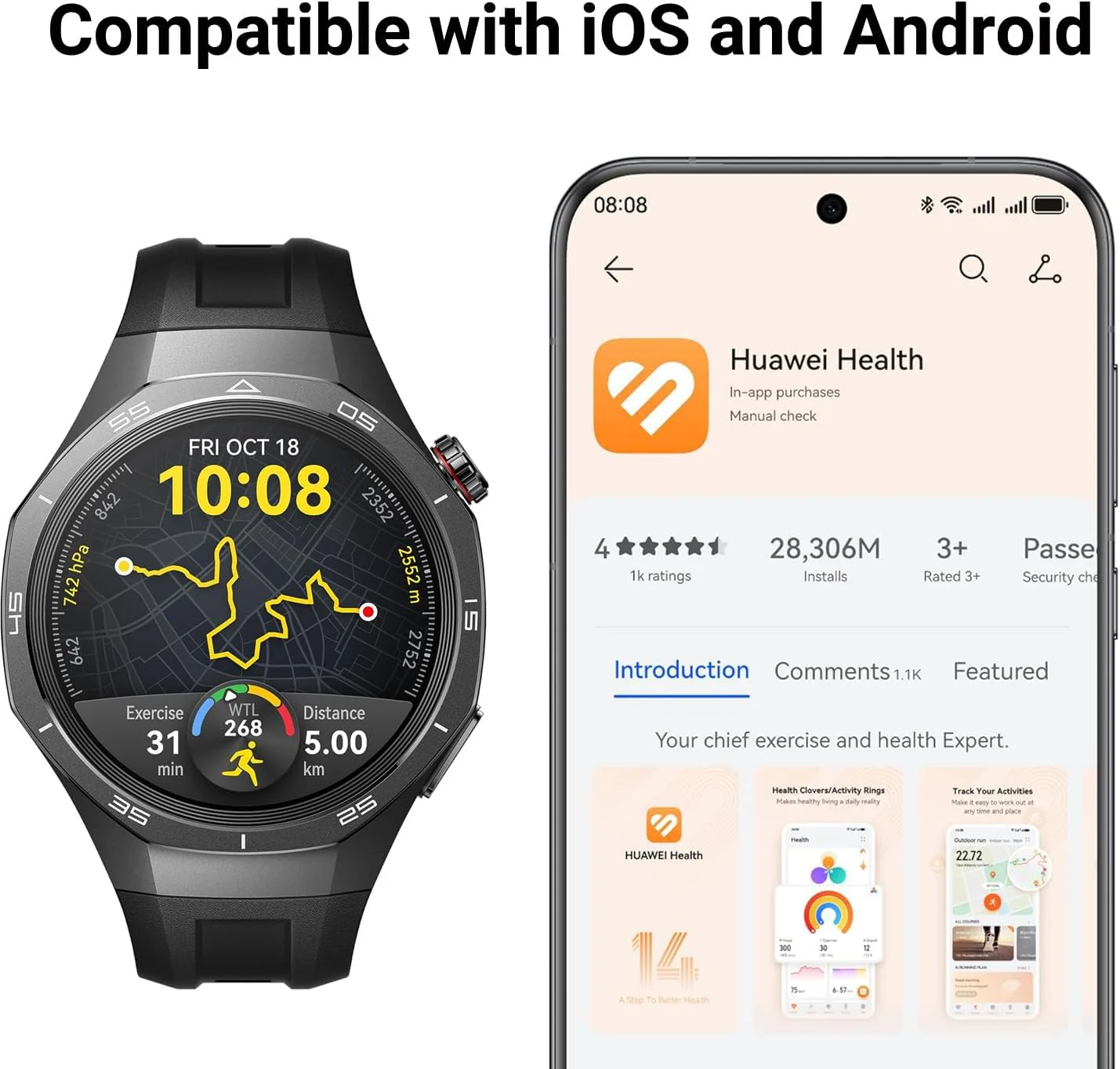 HUAWEI Watch GT 5 Pro 46 mm Smartwatch, Sharp-Edged Design, up to 14 Days Battery Life, Pro-Level Sports Watch, Health Tracking, Compatible with iOS and Android, Black - Image 4
