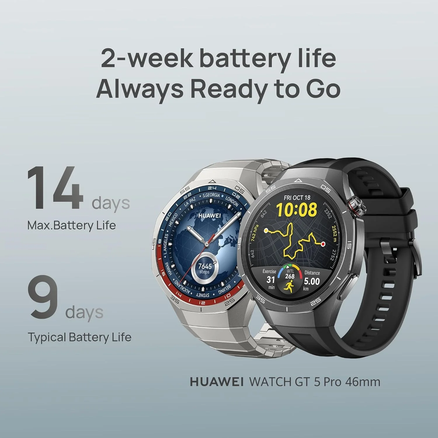 HUAWEI Watch GT 5 Pro 46 mm Smartwatch, Sharp-Edged Design, up to 14 Days Battery Life, Pro-Level Sports Watch, Health Tracking, Compatible with iOS and Android, Black - Image 8
