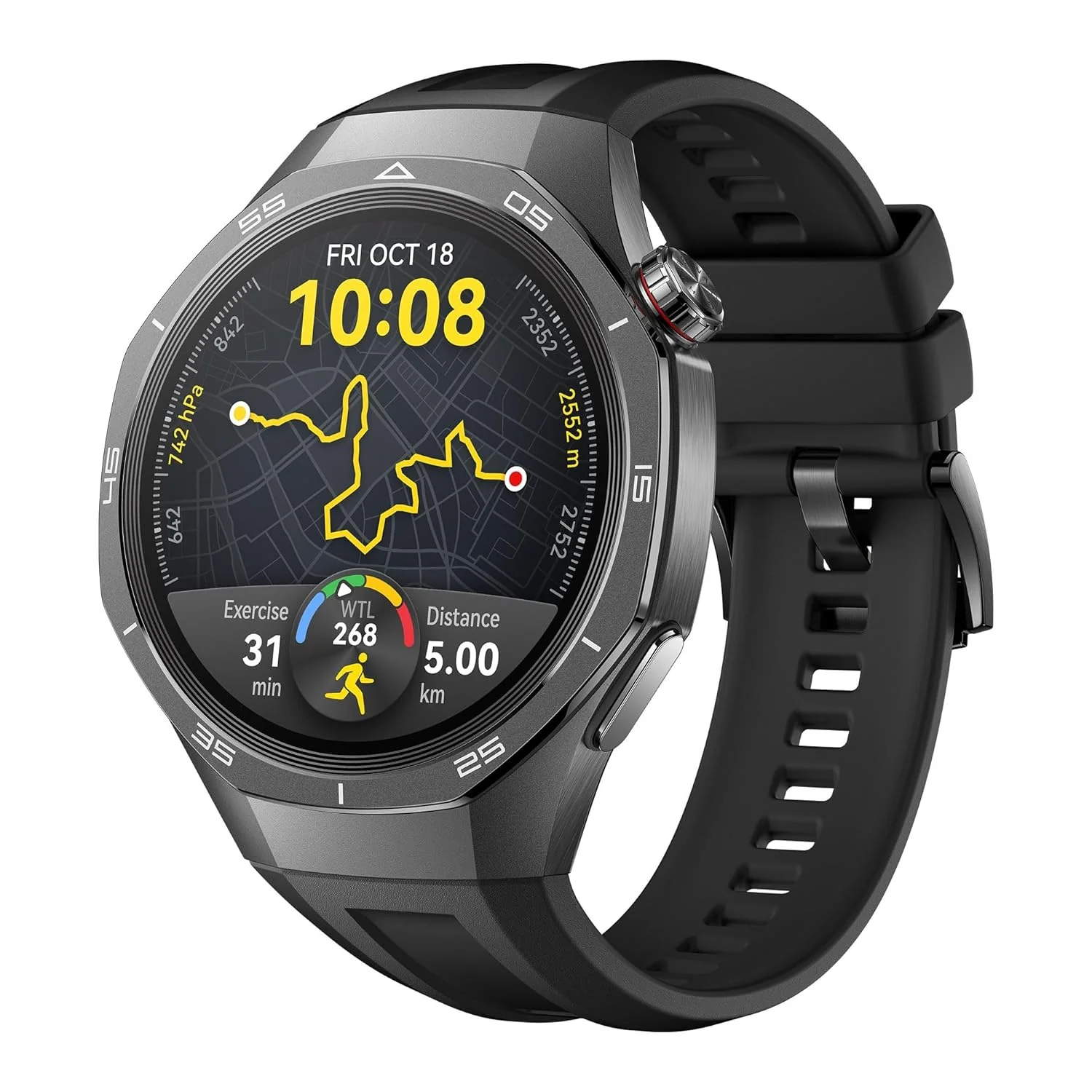 Huawei Watch GT5 Pro 46 mm Smartwatch, Sharp-Edged Design, Upto 14 Days Battery Life, Pro-Level Sports Watch, Health Tracking, iOS & Android Compatible, (Black)