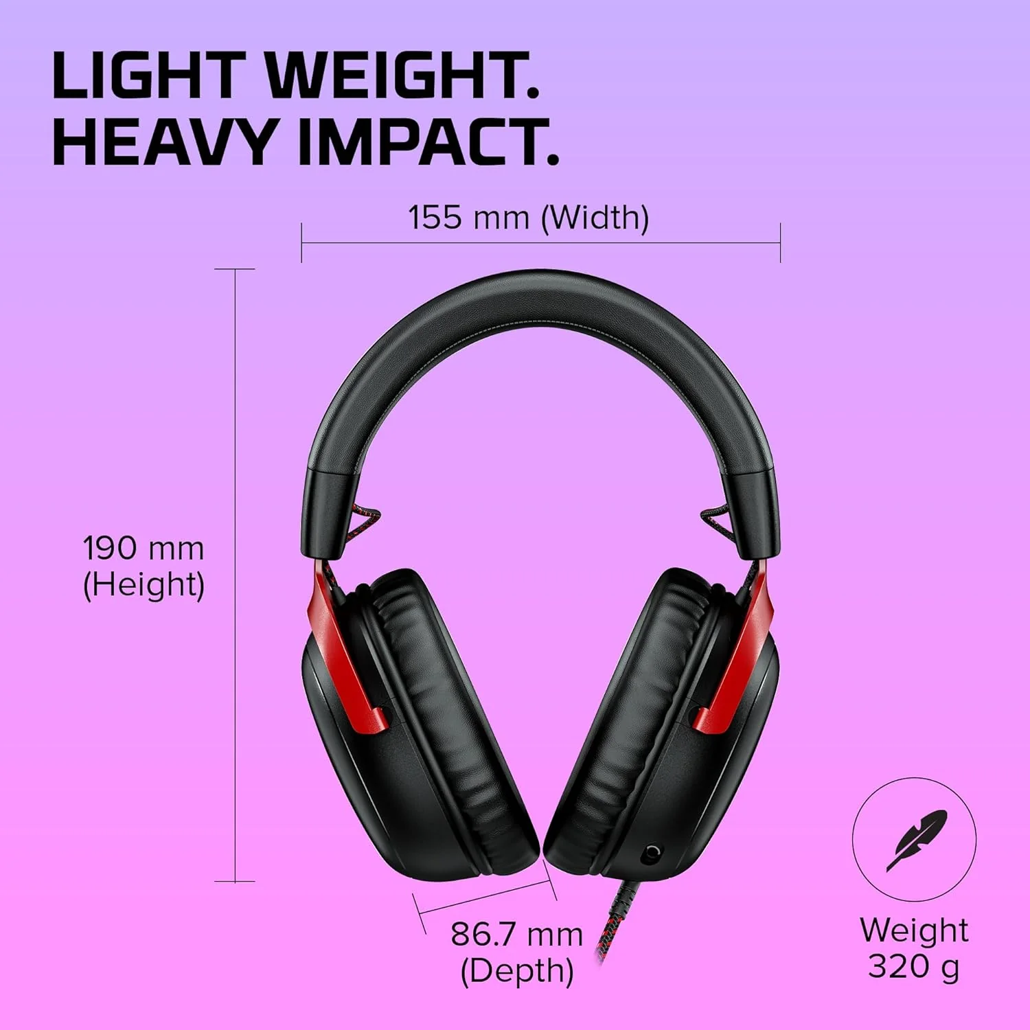 HyperX Cloud III – Wired Gaming Over Ear Headset, Pc, Ps5, Xbox Series X|S, Angled 53Mm Drivers, DTS, Memory Foam, Durable Frame, Ultra-Clear 10Mm Mic, USB-C, USB-A, 3.5Mm – Black/Red (727A9Aa) - Image 3