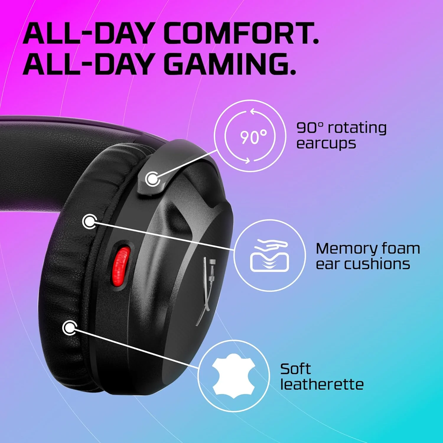HyperX Cloud Stinger 2 Greatness Refined, Lightweight Wired Over Ear Headset with mic, Swivel-to-Mute Function, 50mm Drivers, PC Compatible - Black (519T1AA) - Image 2