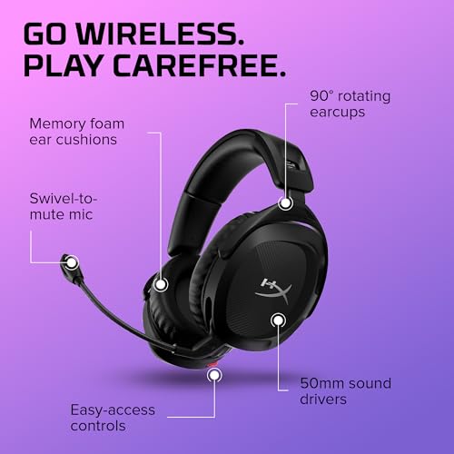 HyperX Cloud Stinger 2 Wireless Gaming Headset Compatible with PC. Noise-Cancelling Swivel-to-Mute Microphone, Comfortable Memory Foam, UP to 20 Hours of Battery Life (676A2AA) - Image 6