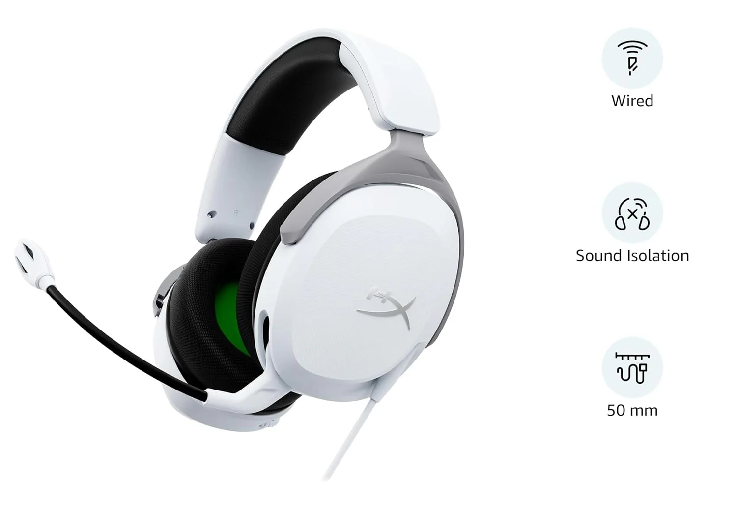 HyperX Cloudx Stinger 2 Core Gaming Headset for Xbox-White (6H9B7Aa),On Ear,Wired Headphones - Image 2