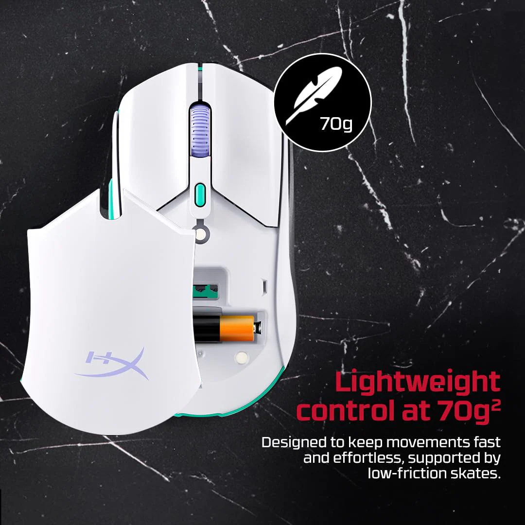HyperX Pulsefire Haste 2 Core Gaming Mouse,Ultra Lightweight, 61g, 100 Hour Battery Life, 2.4Ghz Wireless, Up to 12000 DPI - White (8R2E7AA) - Image 11