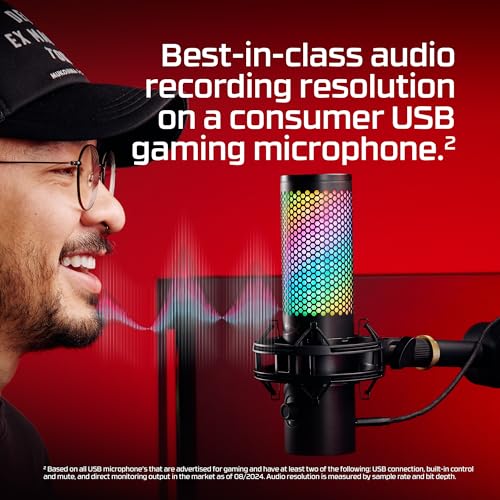 HyperX QuadCast 2 S – USB Microphone for Streamers and Content Creators, 32-bit bit Depth 192kHz Sampling Rate, 100+ aRGB LEDs, PC Win11, Mac, Steam Deck, USB-C - Black - Image 12