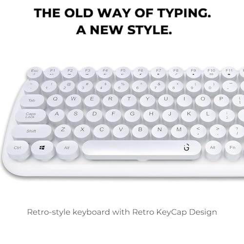 iGear KeyBee Retro Typewriter Inspired 2.4GHz Wireless Keyboard with Mouse Combo for Desktop/Laptop and Devices with USB Support, Single Nano Receiver, Round Keycaps, Cleaning Brush - Image 2