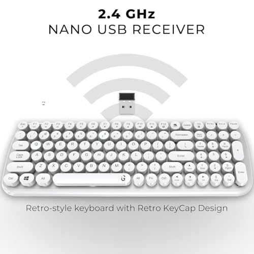iGear KeyBee Retro Typewriter Inspired 2.4GHz Wireless Keyboard with Mouse Combo for Desktop/Laptop and Devices with USB Support, Single Nano Receiver, Round Keycaps, Cleaning Brush - Image 3