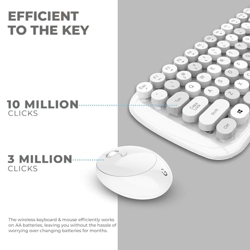 iGear KeyBee Retro Typewriter Inspired 2.4GHz Wireless Keyboard with Mouse Combo for Desktop/Laptop and Devices with USB Support, Single Nano Receiver, Round Keycaps, Cleaning Brush - Image 4