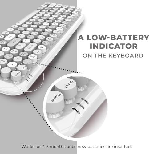 iGear KeyBee Retro Typewriter Inspired 2.4GHz Wireless Keyboard with Mouse Combo for Desktop/Laptop and Devices with USB Support, Single Nano Receiver, Round Keycaps, Cleaning Brush - Image 6