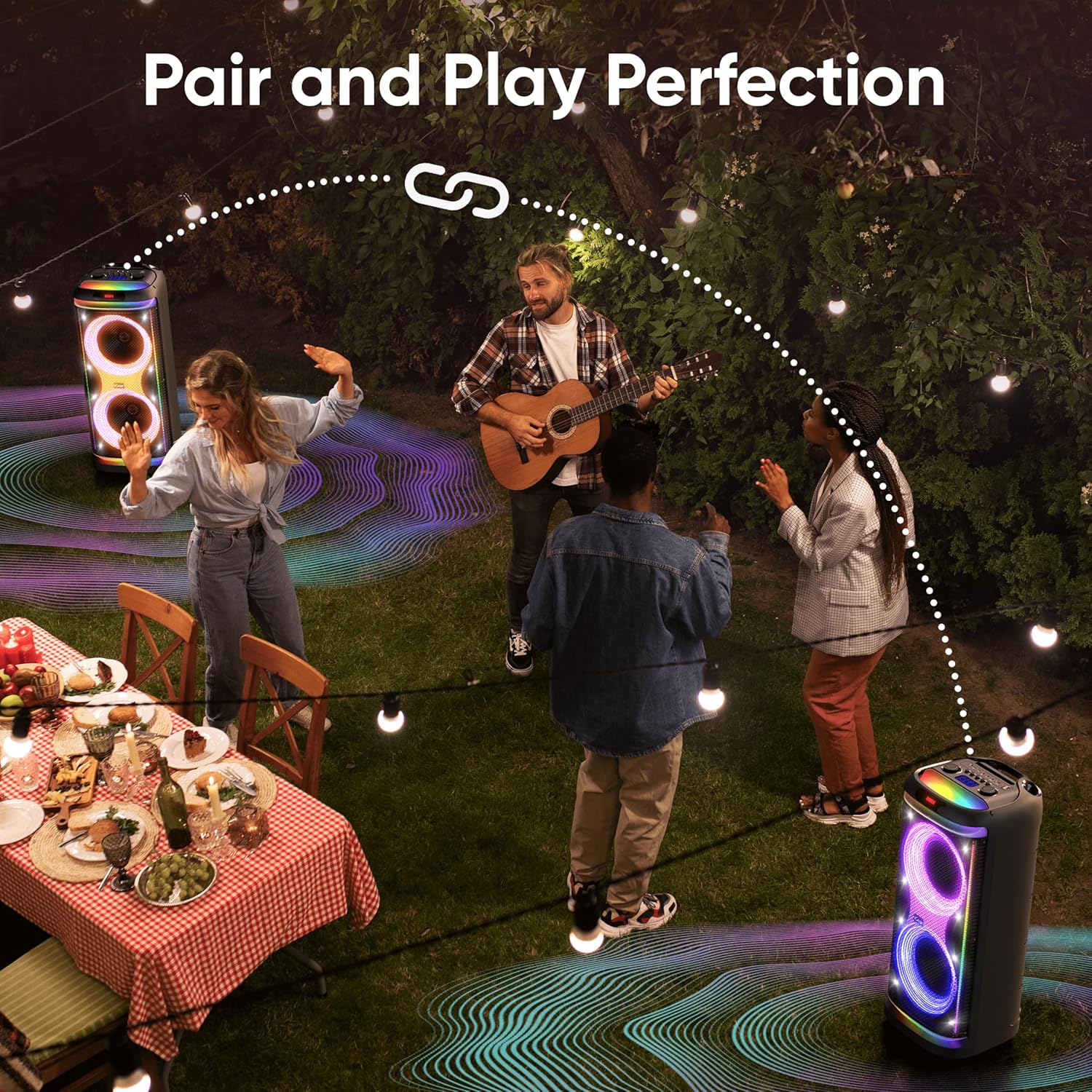 iGear X-Bass 160 Ultimate 160W Portable Bluetooth Party Speaker with Dual Bass Radiators, 2 Wireless Karaoke Mics, Mesmerizing RGB Lights, TWS Mode, USB, TF/SD Card & AUX Input, Remote Control - Black - Image 3