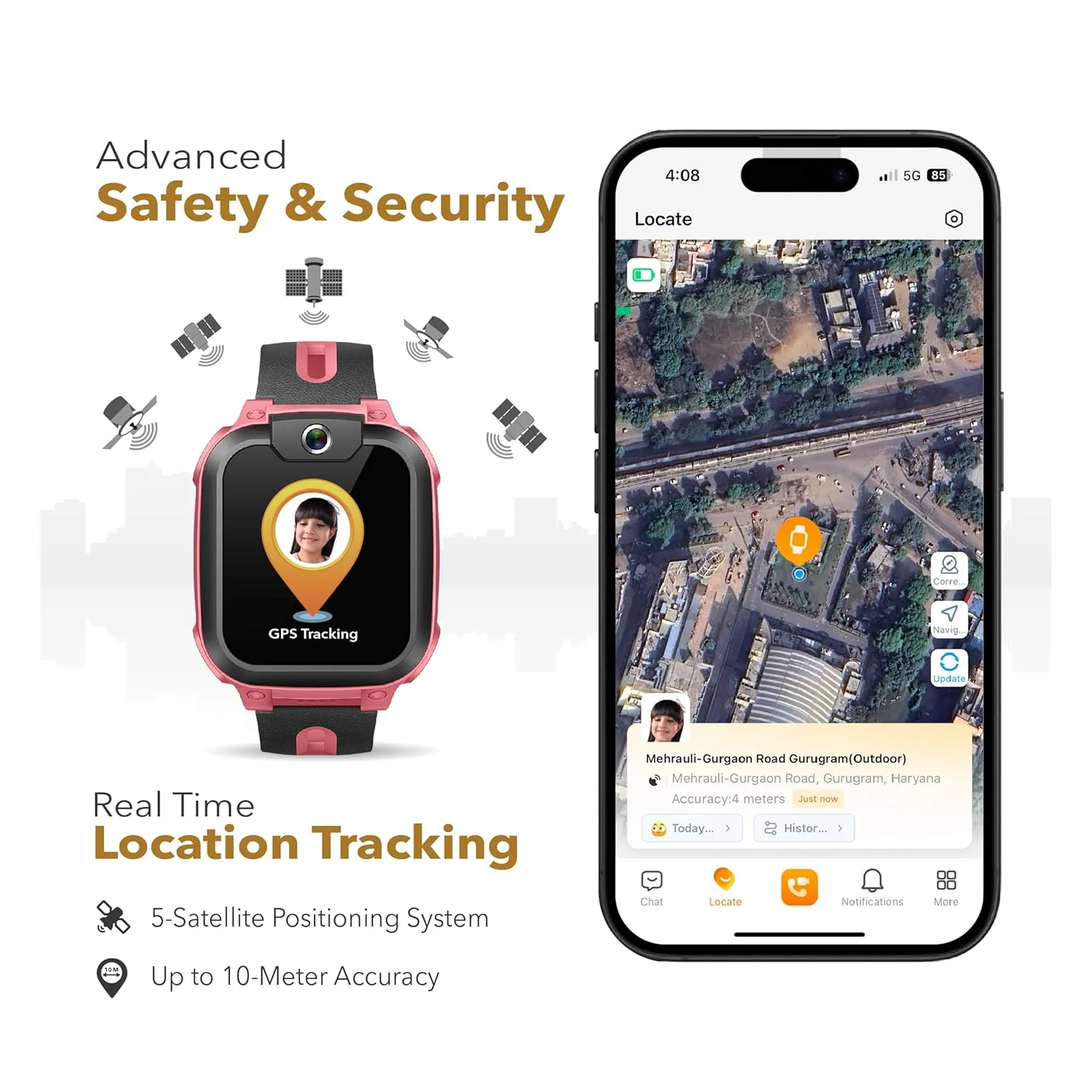 imoo Phone Watch Z1 – Smart Watch with GPS Tracker, 4G Video & Voice Calls, Advanced Parental Controls, Durable Quality with IPX8 Water Resistance, SOS, for Kids (Grapefruit Red) - Image 7