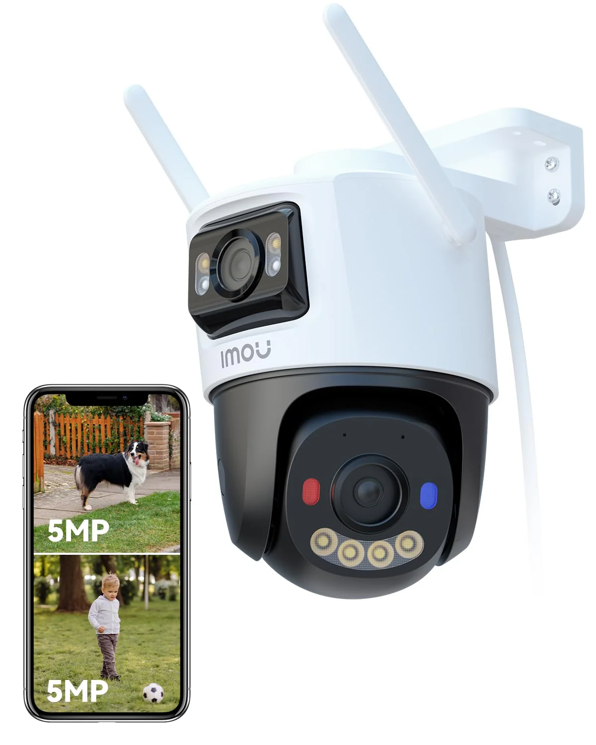 Imou 5MP+5MP Dual Lens CCTV Camera Home Outdoor, Pan-Tilt Wi-Fi Camera, AI Human and Vehicle Detection, Smart Color Night Vision, Red-Blue Warning Light, Two Way Talk, Privacy Mode, Weatherproof
