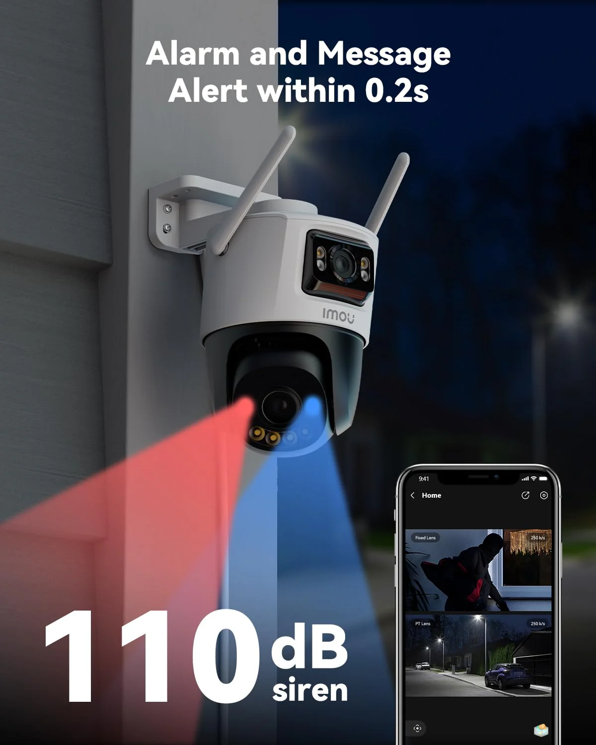 Imou 5MP+5MP Dual Lens CCTV Camera Home Outdoor, Pan-Tilt Wi-Fi Camera, AI Human and Vehicle Detection, Smart Color Night Vision, Red-Blue Warning Light, Two Way Talk, Privacy Mode, Weatherproof - Image 5