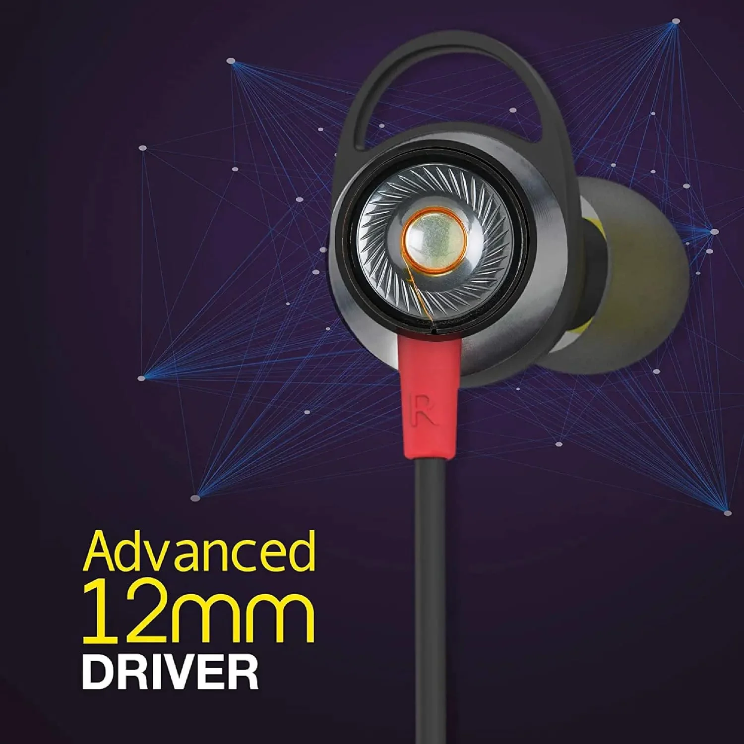 Infinity - JBL Glide N120, in Ear Wireless Earphones with Mic, Deep Bass, Dual Equalizer, 12mm Drivers, Premium Metal Earbuds, Comfortable Flex Neckband, Bluetooth 5.0, IPX5 Sweatproof (Black & Red) - Image 6