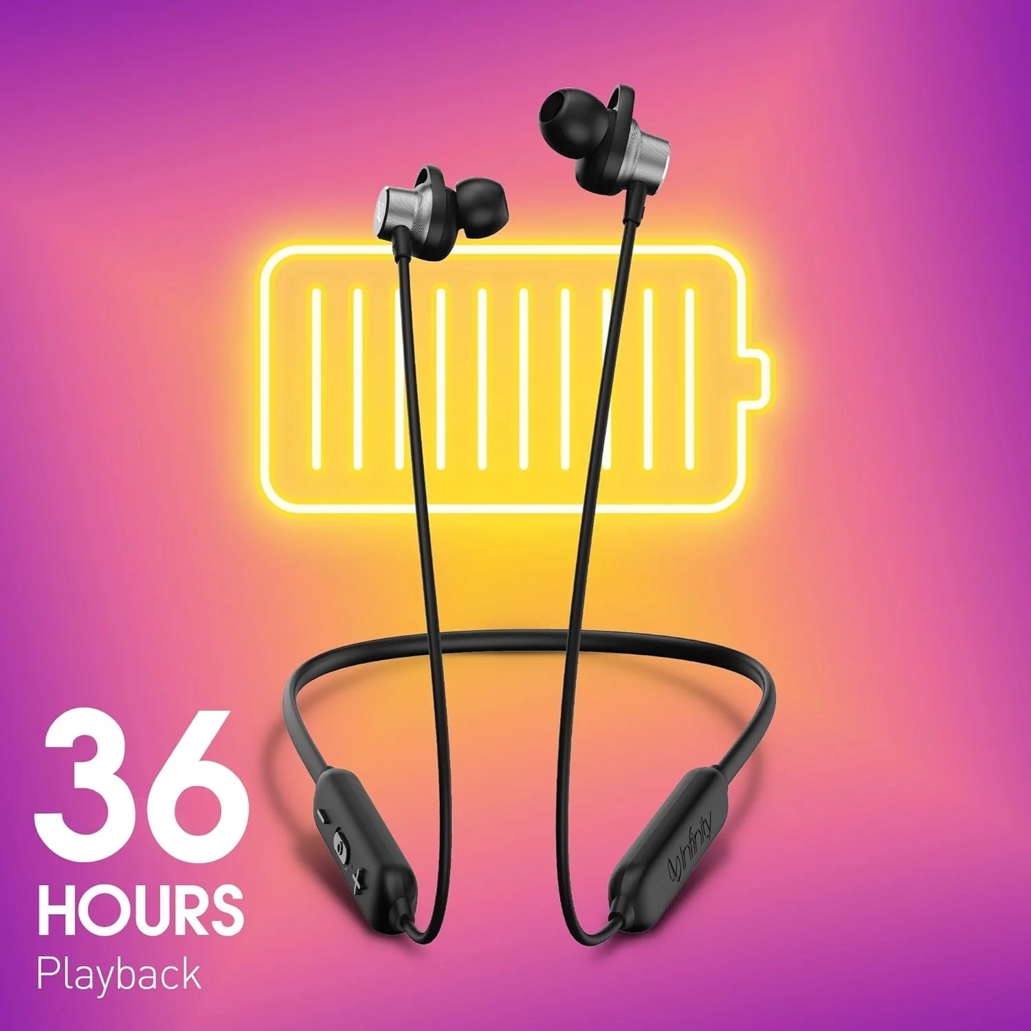 Infinity - JBL Tranz N400, in-Ear Headphones with 36 Hr Playtime, Fast Charge, Deep Bass Sound, Dual Equalizer, IPX5 Sweatproof, Bluetooth Headset (Black) - Image 3