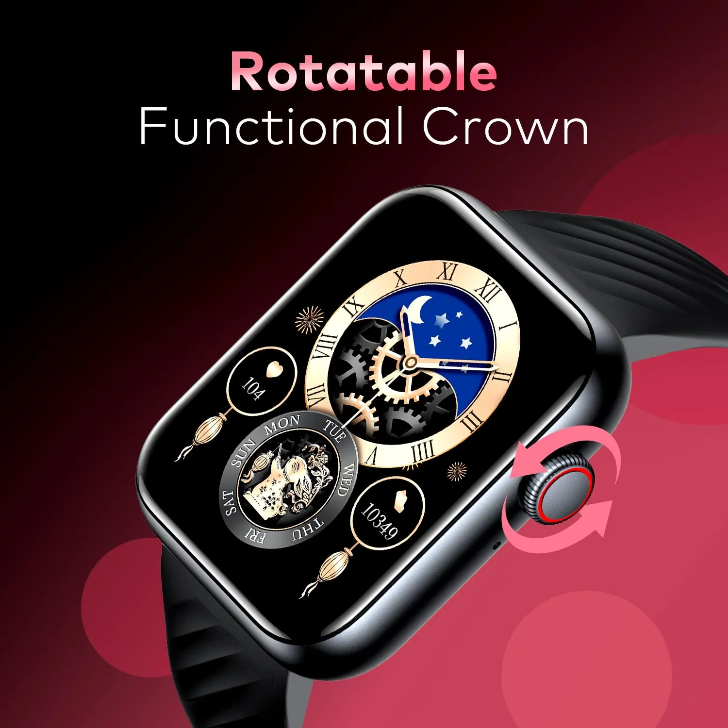 itel ICON-2 Smartwatch with BT Calling, 1.83" HD Display, 550 nits Peak Brightness, Functional Crown, IP68, 150+ Watch Faces, 24Hr Health Monitor and Voice Assistant (Black) (BRAND NEW/SEALED) - Image 5