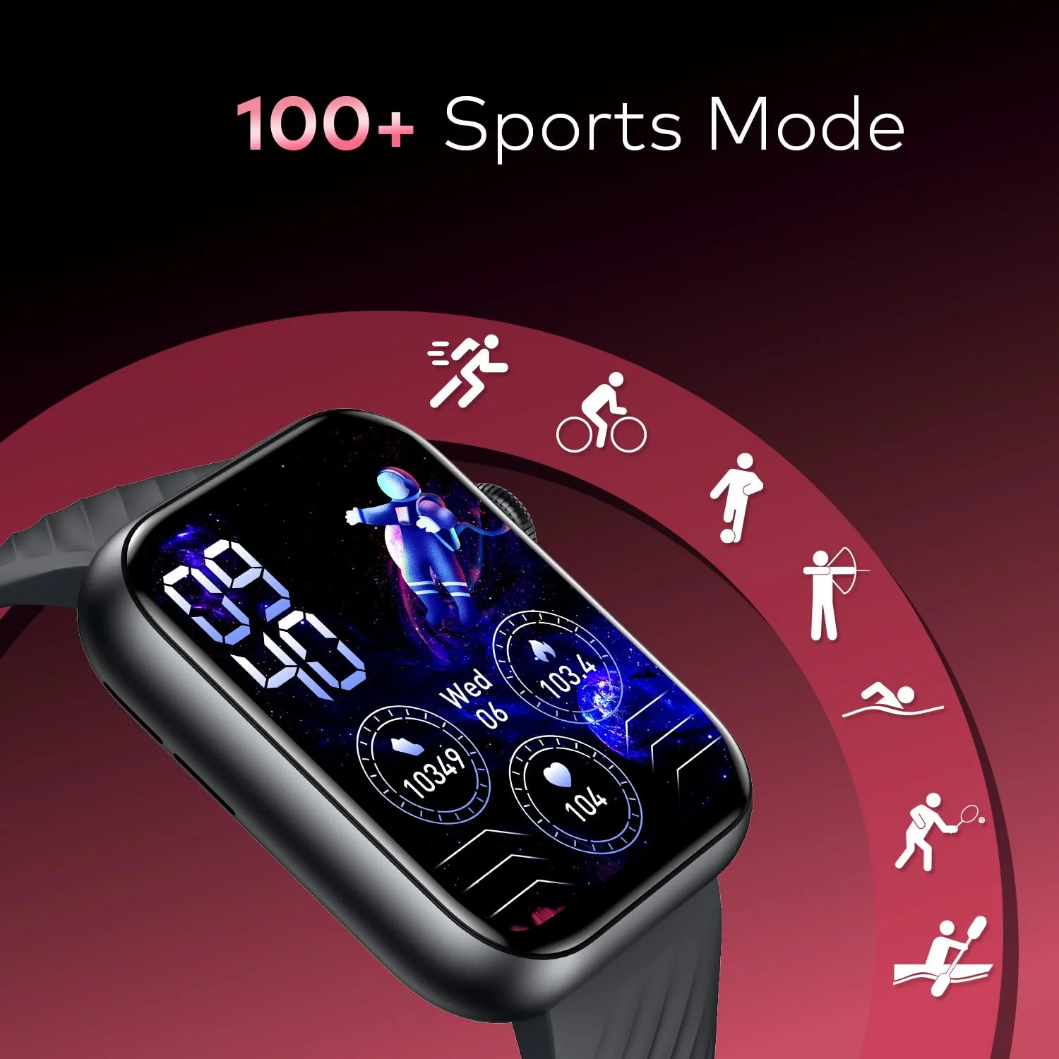 itel ICON-2 Smartwatch with BT Calling, 1.83" HD Display, 550 nits Peak Brightness, Functional Crown, IP68, 150+ Watch Faces, 24Hr Health Monitor and Voice Assistant (Black) (BRAND NEW/SEALED) - Image 6