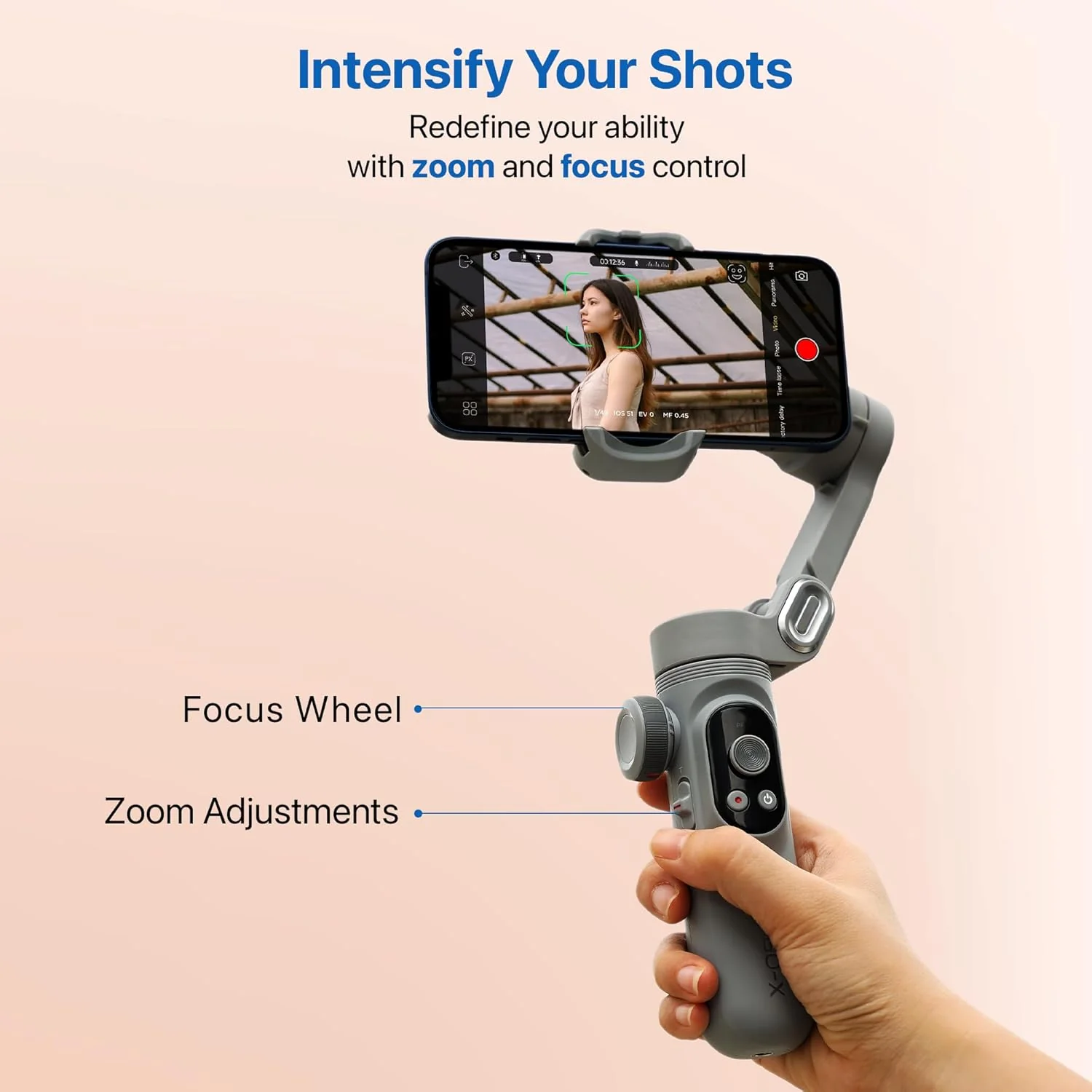 IZI GO-X Mobile Handheld Gimbal Stabiliser, 3-Axis, OLED Display, LED Fill Light, Wireless Charge Pad, Android, iPhone, Live Video, Instagram, YouTube, Shot Guide, Smart AI Track, Portable Gimbal. - Image 3