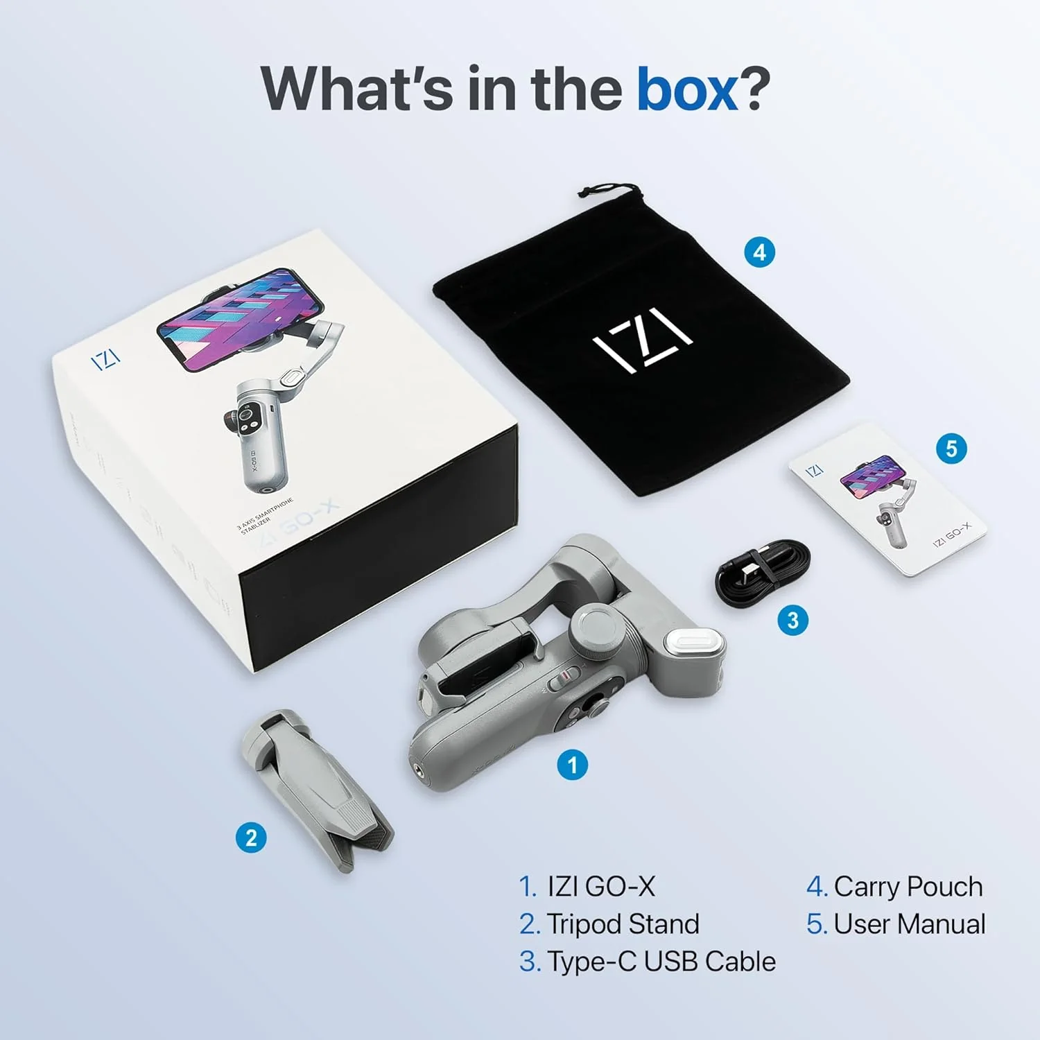 IZI GO-X Mobile Handheld Gimbal Stabiliser, 3-Axis, OLED Display, LED Fill Light, Wireless Charge Pad, Android, iPhone, Live Video, Instagram, YouTube, Shot Guide, Smart AI Track, Portable Gimbal. - Image 7