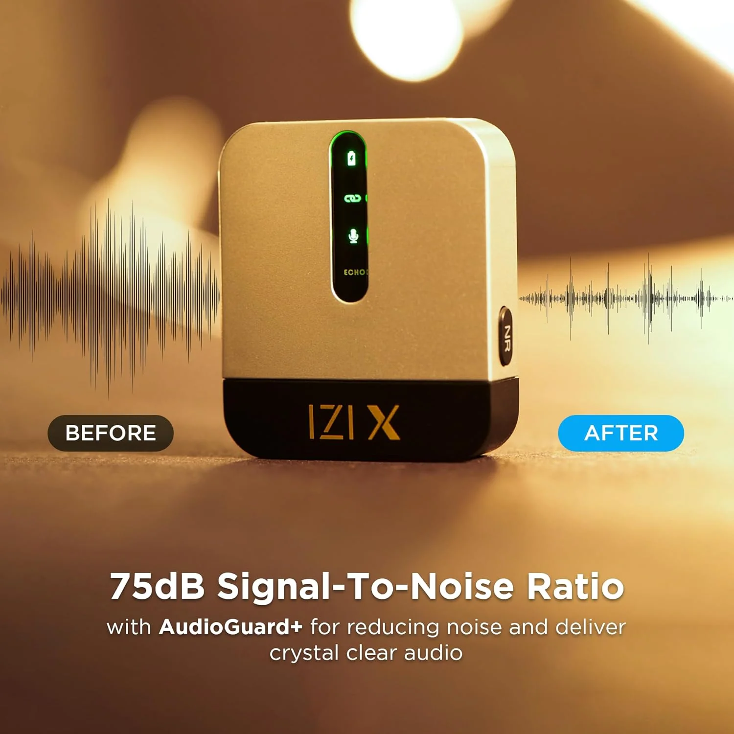 IZI X Dual Channel Wireless Microphone, 360ยฐ Omnidirectional, 120M Range, 16Hr Playback, Active Noise Cancellation, Fast Charging, DSLR & Android/iOS Compatible, Ideal for Vlogging - Image 2