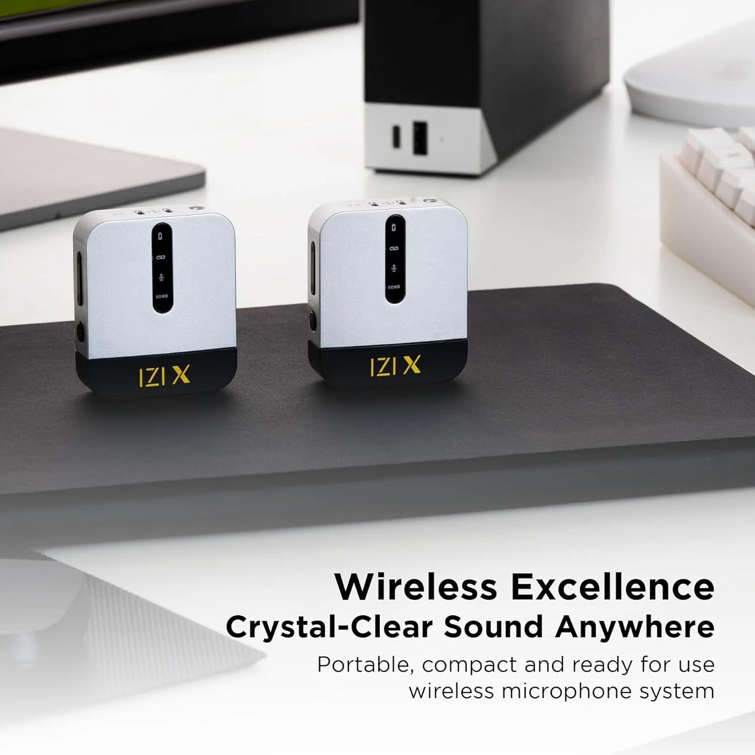 IZI X Dual Channel Wireless Microphone, 360ยฐ Omnidirectional, 120M Range, 16Hr Playback, Active Noise Cancellation, Fast Charging, DSLR & Android/iOS Compatible, Ideal for Vlogging - Image 8