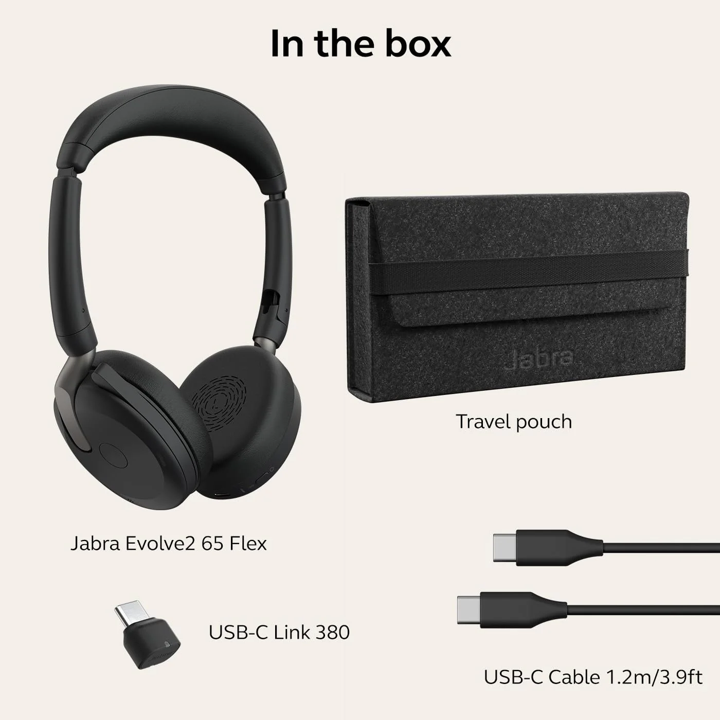 Jabra Evolve2 65 Flex USB-C UC Wireless Headset | Bluetooth Office Headset for Zoom, Google Meet & Webex | Hybrid ANC, Foldable Design - Image 8