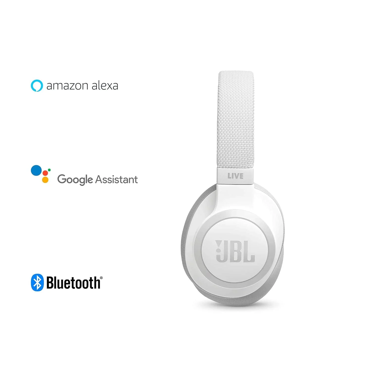 JBL Live 650BTNC, Over Ear Active Noise Cancelling Headphones with Mic, Signature Sound, Quick Charge, Dual Pairing, AUX, Built-in Alexa and Google Assistant (White, Wireless) - Image 7