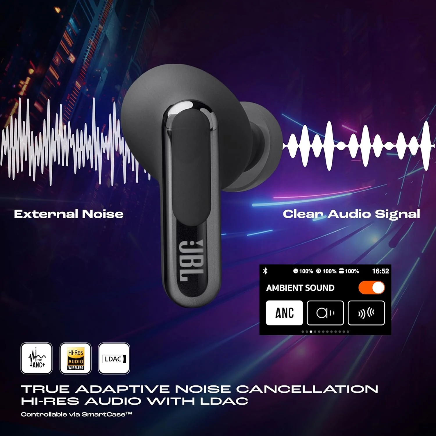 JBL New Launch Live Beam 3, Hi-Res Audio True ANC TWS, Smart Case with Touch Display - Image 5