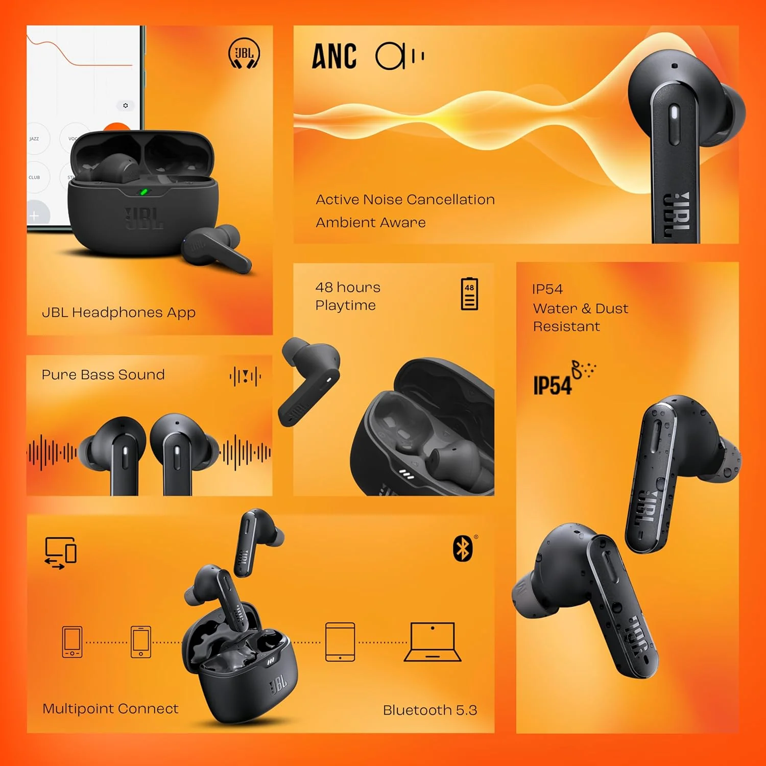 JBL New Launch Tune 245NC in Ear Wireless TWS ANC Earbuds (Black) - Image 9