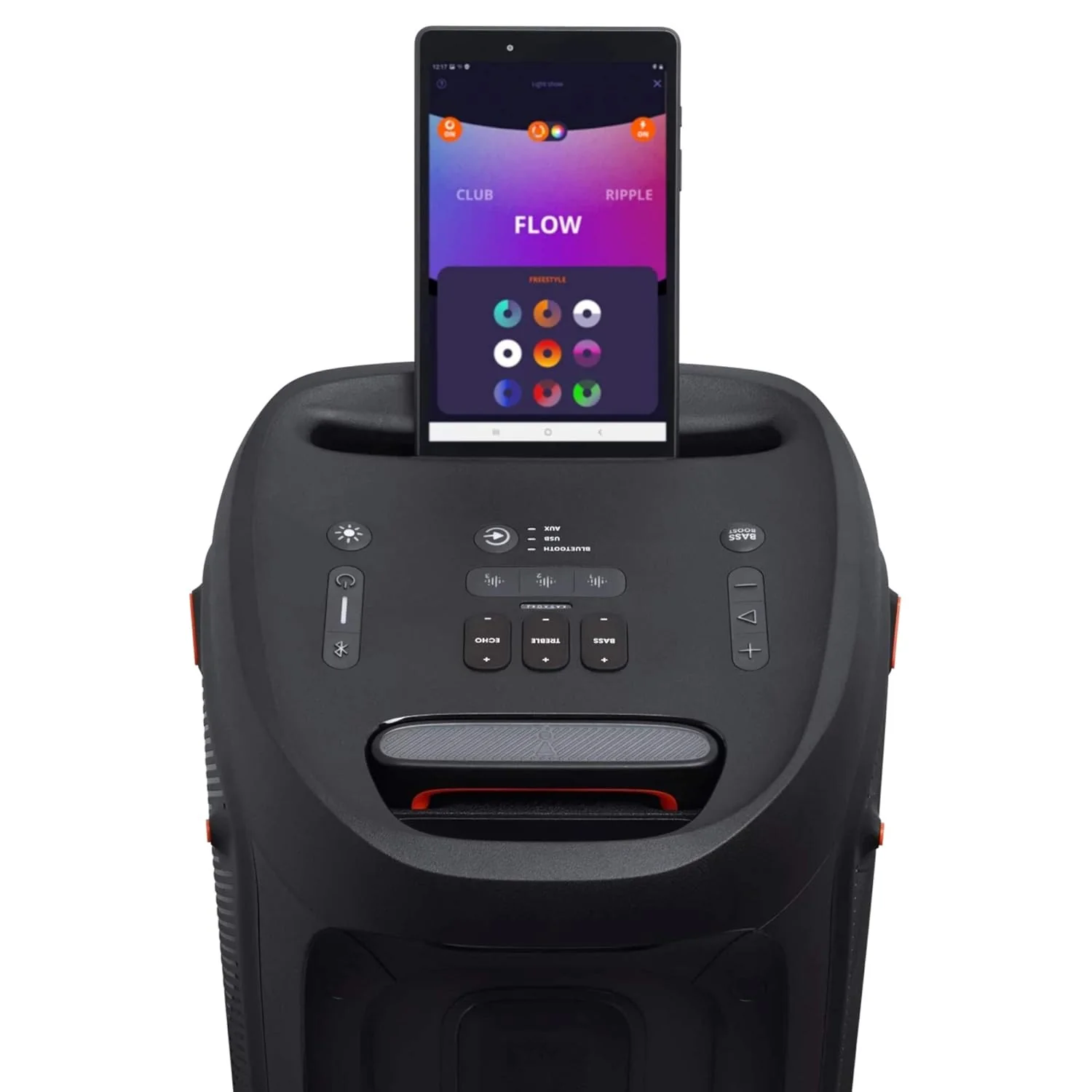 JBL Partybox 310 | Portable Bluetooth Party Speaker | 240W Monstrous Pro Sound | Dynamic Light Show | Backlit Panel | Telescopic Handle & Wheels | Guitar & Mic Support PartyBox App (Black) - Image 7
