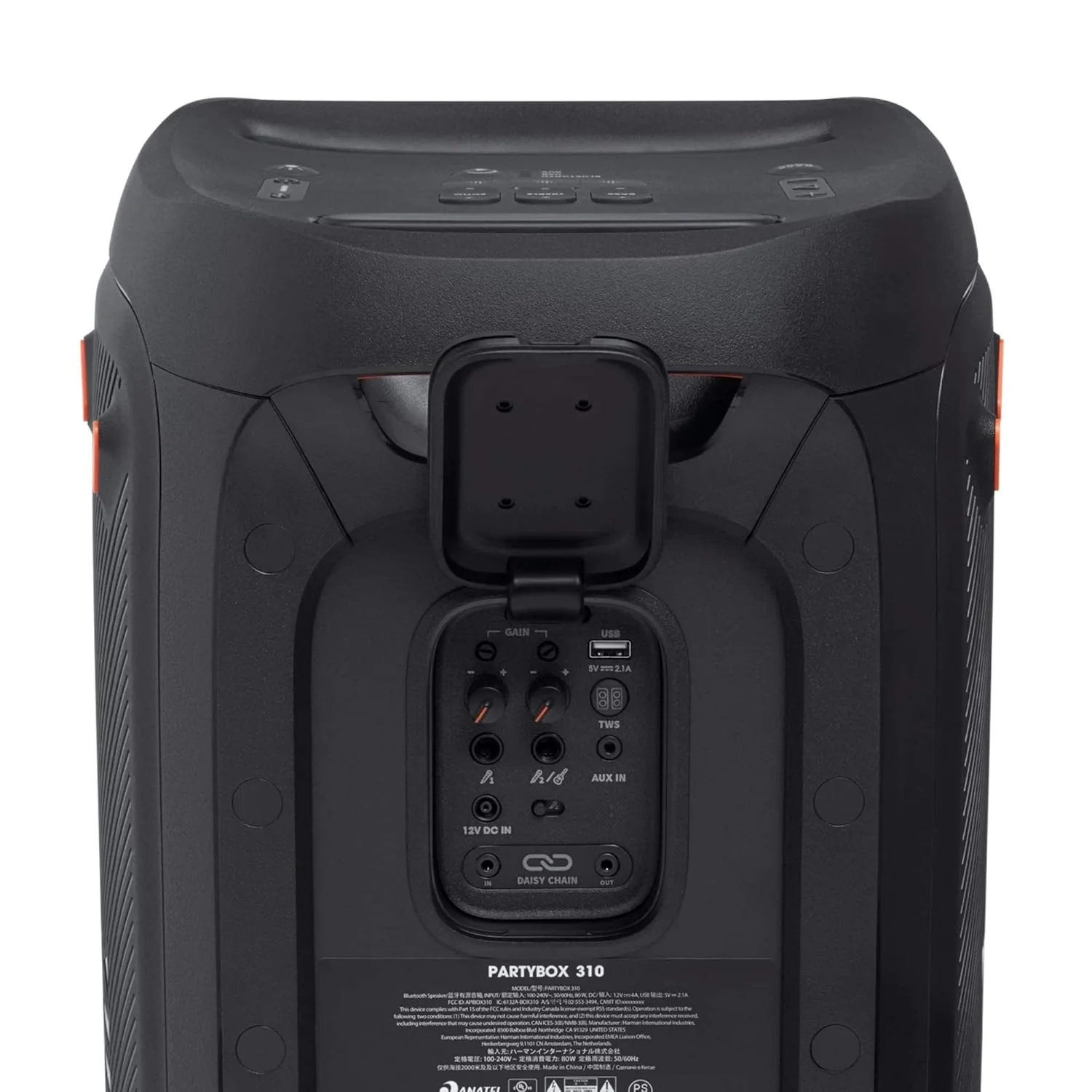 JBL Partybox 310 | Portable Bluetooth Party Speaker | 240W Monstrous Pro Sound | Dynamic Light Show | Backlit Panel | Telescopic Handle & Wheels | Guitar & Mic Support PartyBox App (Black) - Image 8