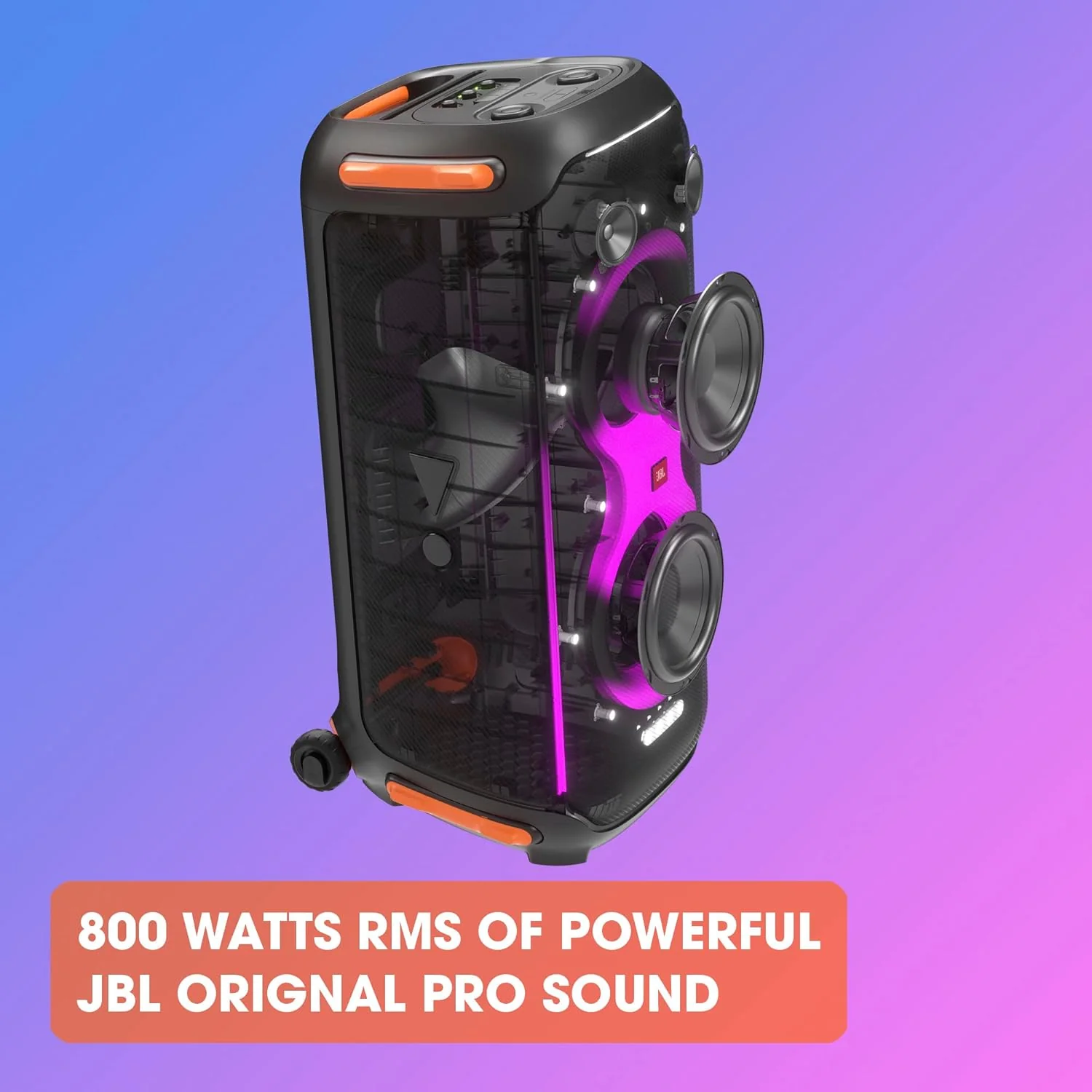 JBL PartyBox 710 Bluetooth Party Speaker with Dynamic Music Synced Flashing Club Pattern Lightshow, Pro Sound, Splashproof, PartyBox App Personalisation,Guitar and Mic Input(800 Watt RMS, Black) - Image 2