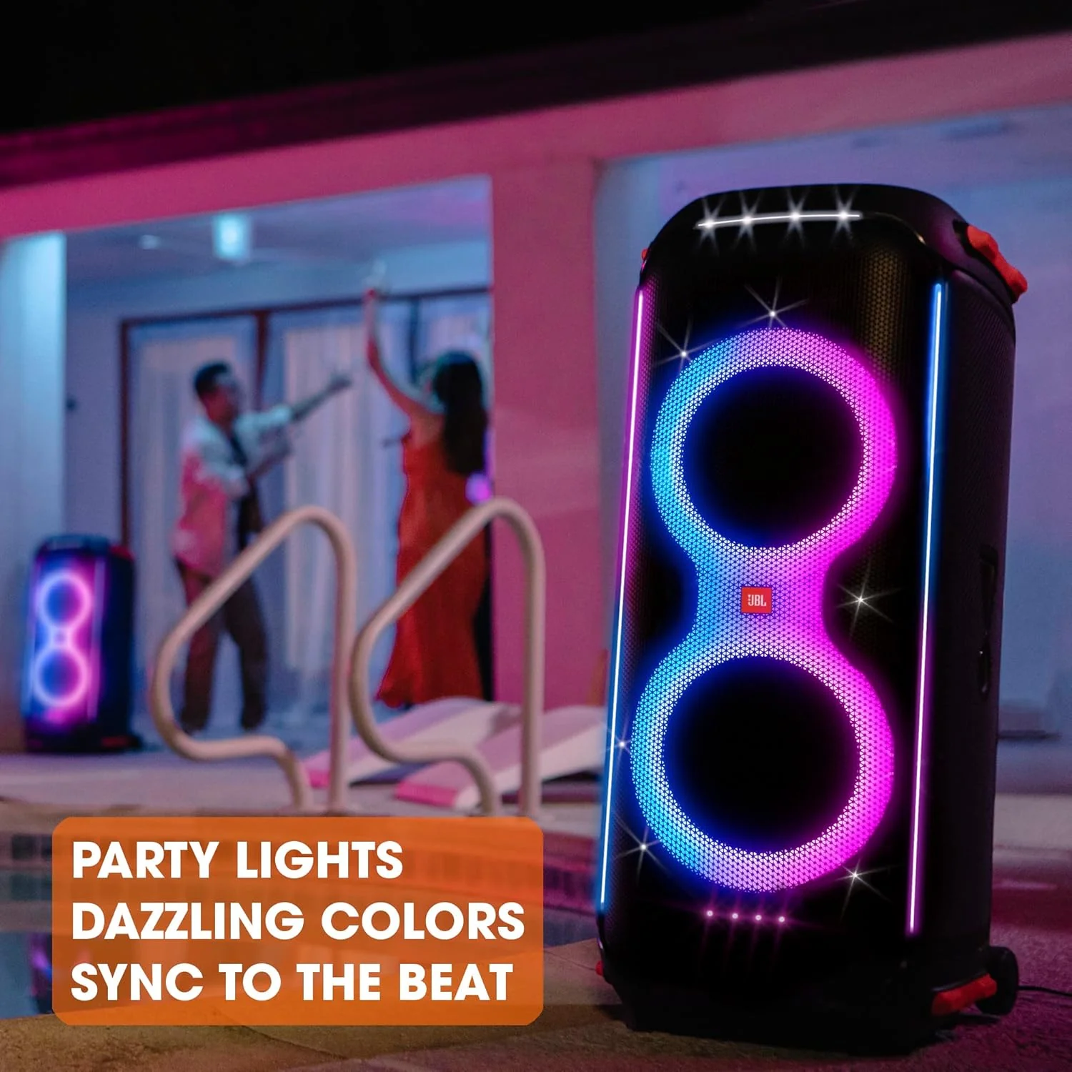 JBL PartyBox 710 Bluetooth Party Speaker with Dynamic Music Synced Flashing Club Pattern Lightshow, Pro Sound, Splashproof, PartyBox App Personalisation,Guitar and Mic Input(800 Watt RMS, Black) - Image 4