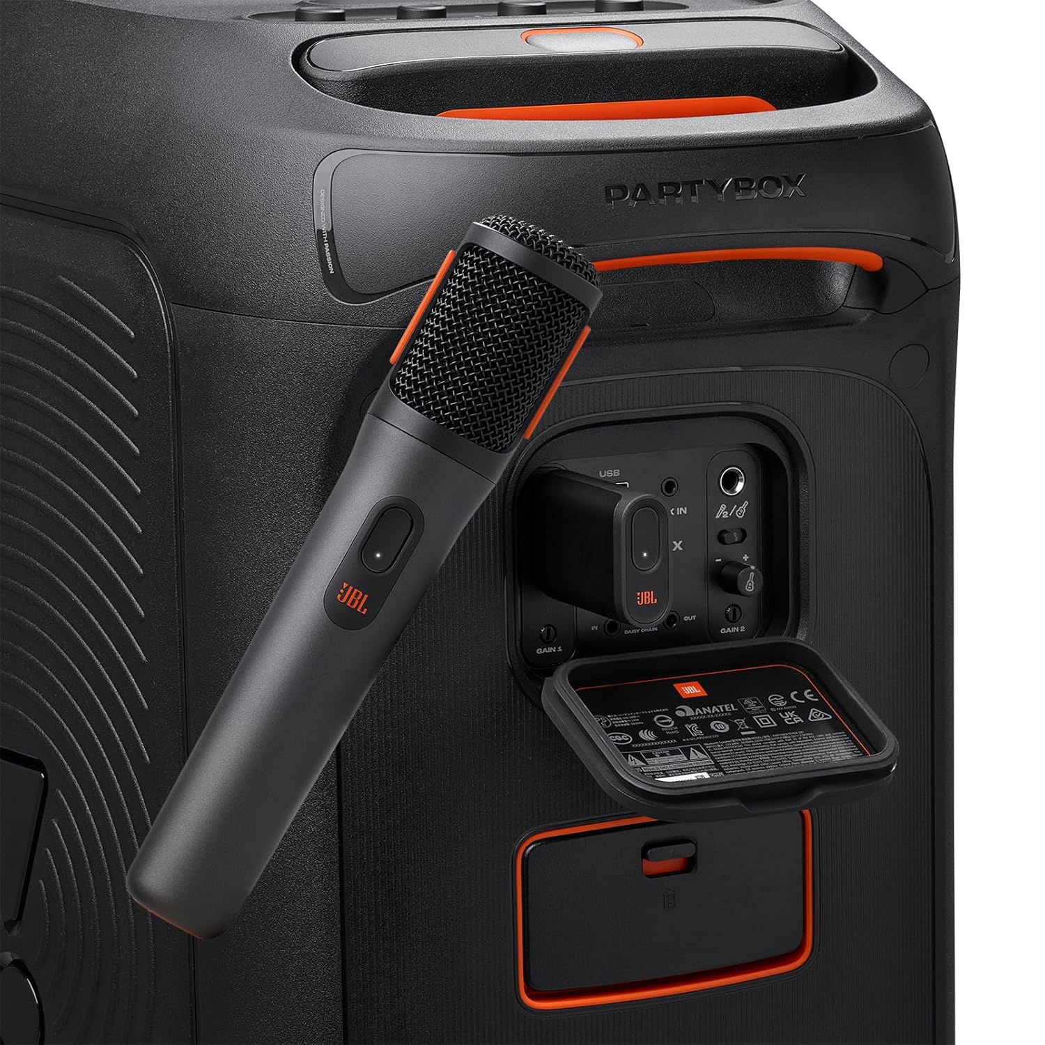 JBL Partybox Wireless Microphone for JBL Partybox Speakers with Wireless Dongle, Stable 2.4GHz Connection, Up to 20 Hours Playtime, 2 Mics in The Box (Black) - Image 4