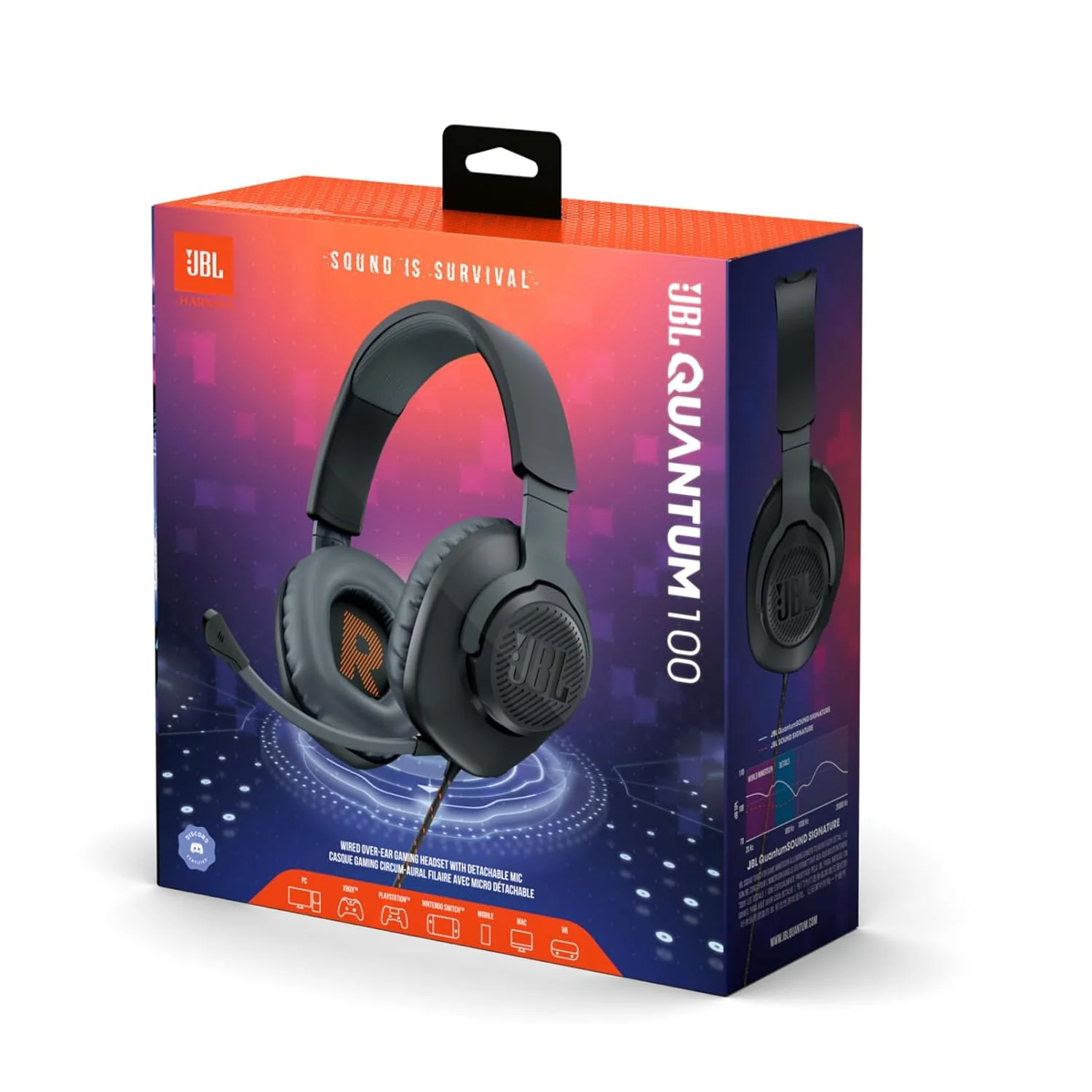 JBL Quantum 100 Wired Over Ear Gaming Headphones with Mic, 40mm Realistic Dynamic Drivers, Detachable Boom Mic, 1kHz Sensitivity, Memory Foam Cushioning, PC/Mobile/PS/Xbox/Nintendo/VR Compatible - Image 5