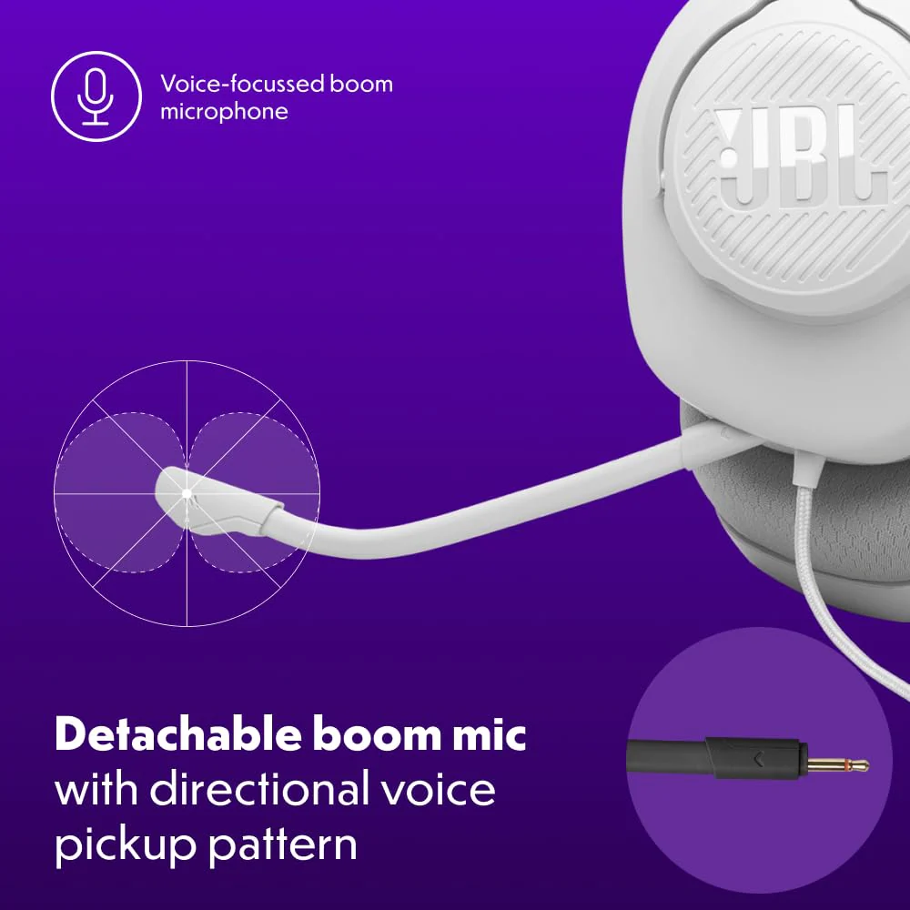 JBL Quantum 100M2 Wired Gaming Headphones, Supports Windows sonic spatial audio, 40mm Realistic Dynamic Drivers, Omnidirectional Detachable Mic, Breathable Memory Foam cushions, PC/Xbox/PS/3.5mm - Image 5