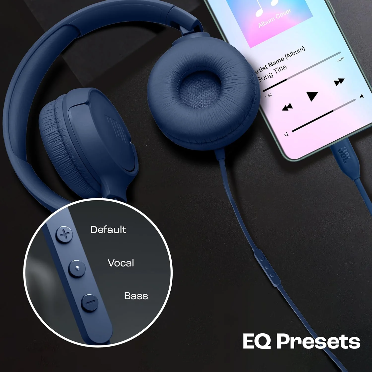 JBL Tune 520C On Ear Type C Wired Headphone, Pure Bass Sound,3-Button Remote with Microphone,Comfort Fit and Foldable Design(Blue) - Image 7
